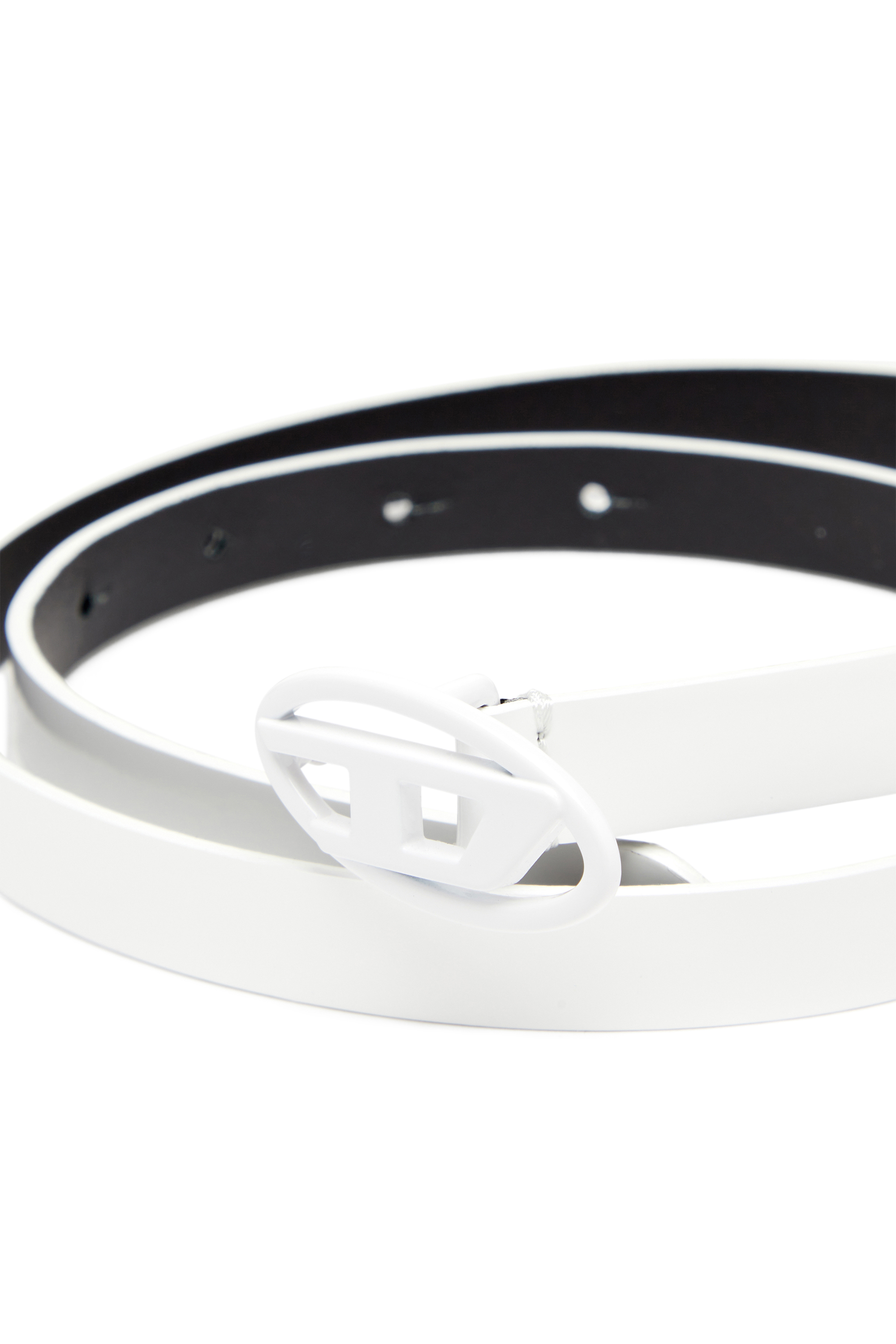 Diesel - B-PLAY 15, Woman's 1.5cm slim belt in glossy leather in White - 3