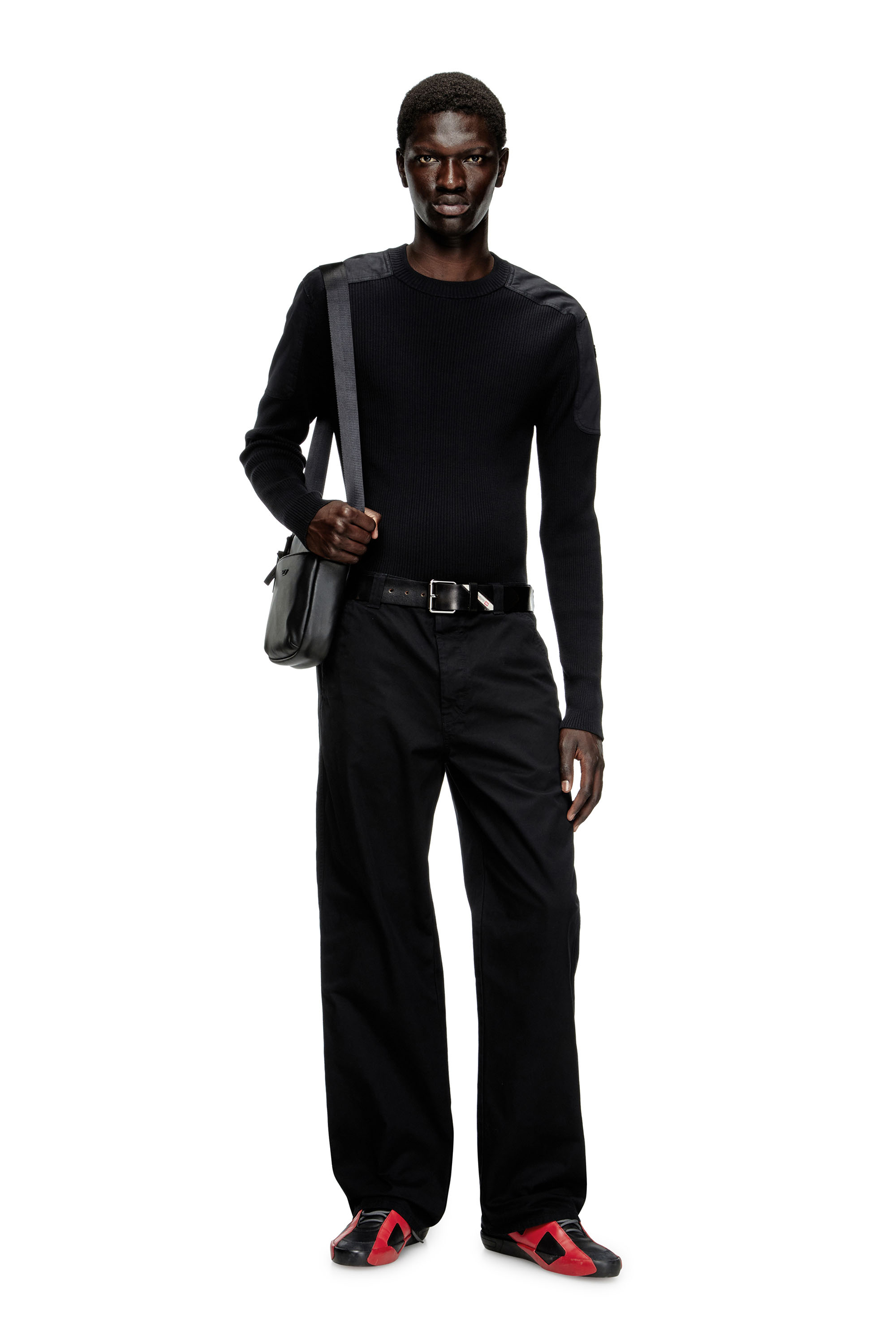 Diesel - K-MARTIN, Man's Ribbed jumper with shoulder panels in null - 2