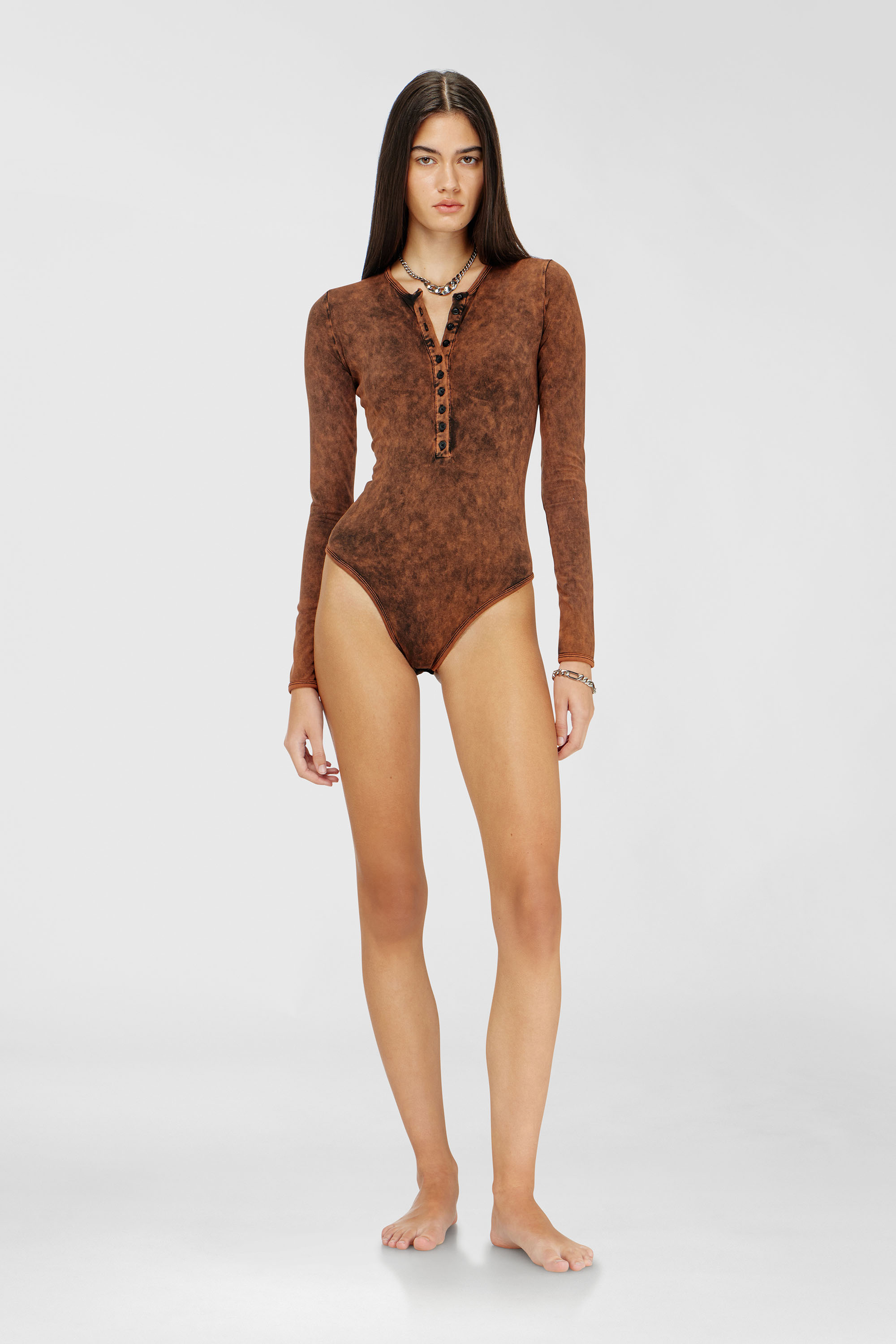 Cotton bodysuit with buttoned front