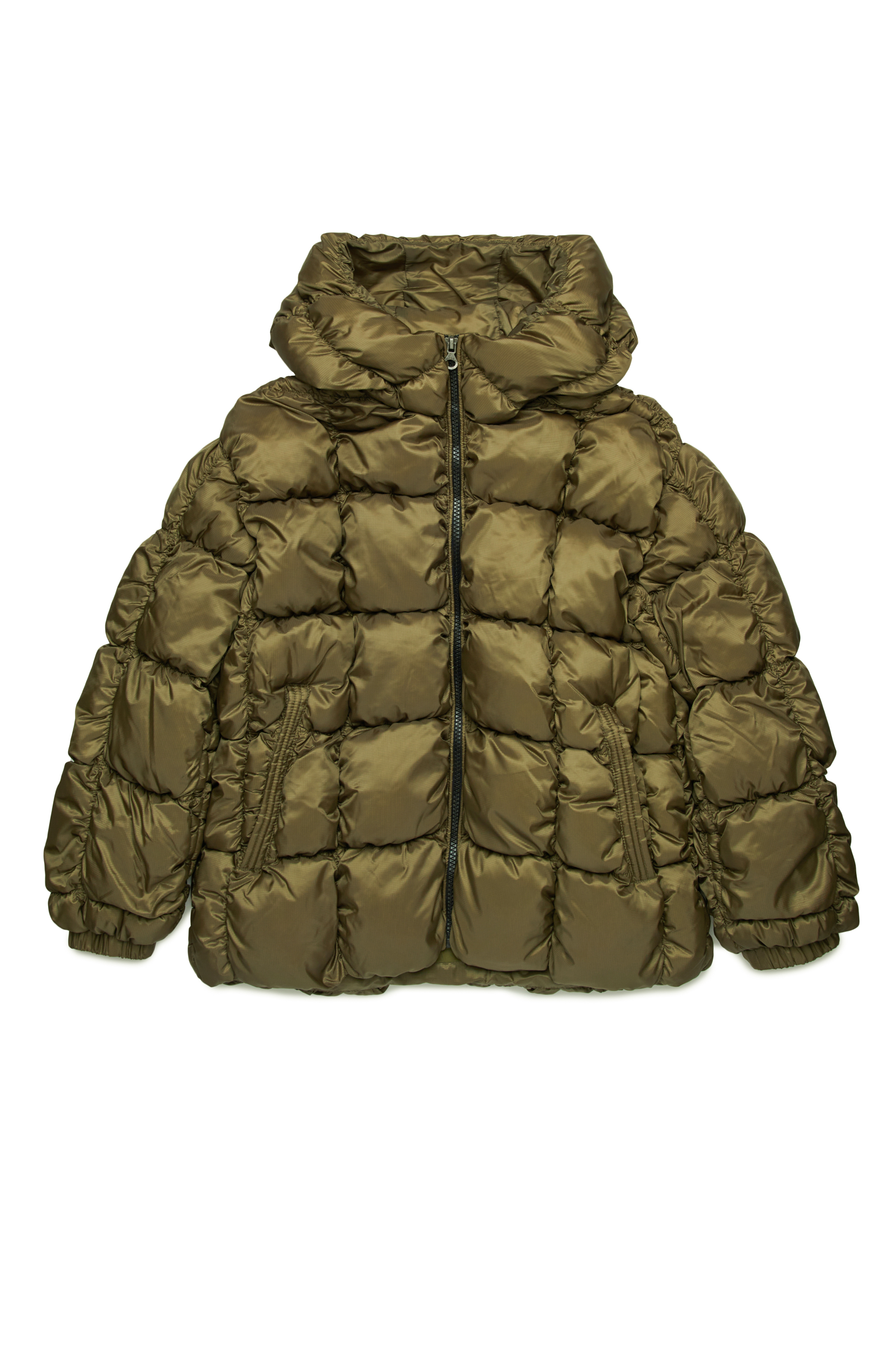 Diesel - JRAMBOLS, Unisex's Puffer jacket with checked quilting in Green - 1