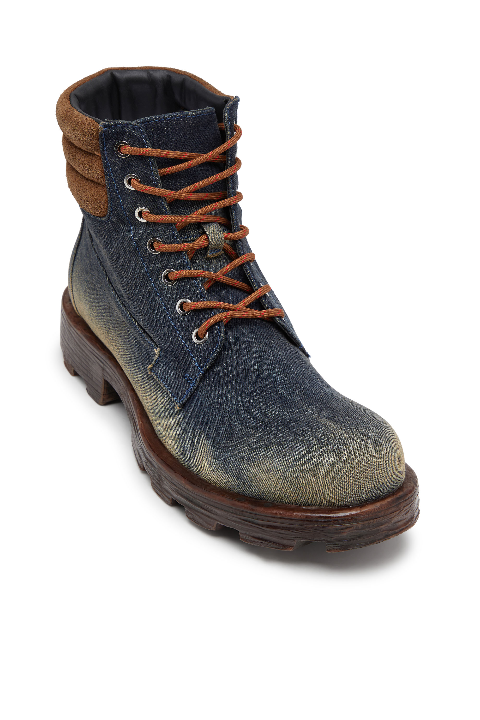 Diesel - D-HAMMER LACE UP, Man's D-Hammer-Combat boots in denim and suede in Dark Blue - 6
