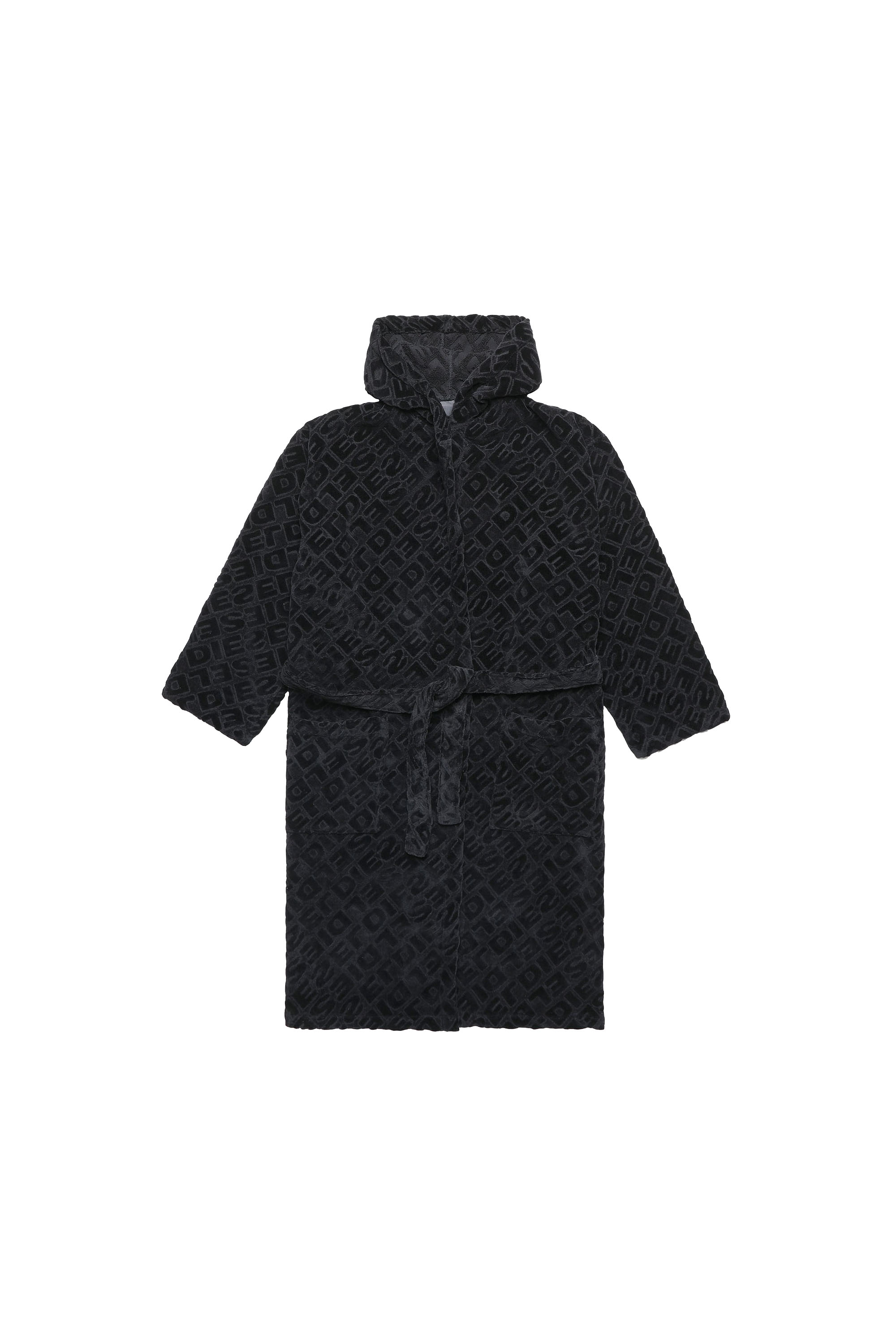 Diesel - ACC  3DLOGO     CAP XXL, Unisex's Bathrobe with hood 3D LOGO, XXL in Black - 2