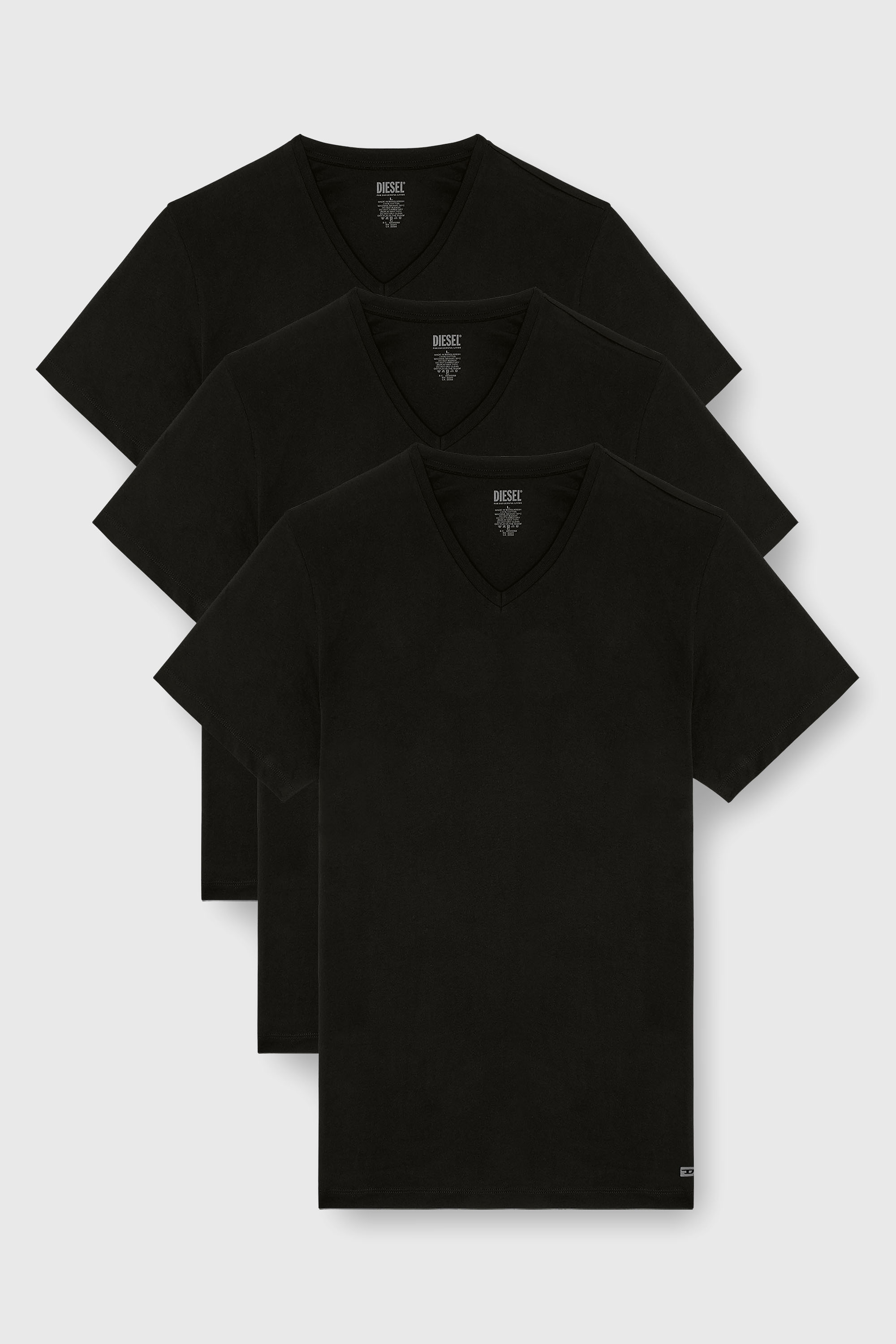 Diesel - MICHAEL-D-BOX-3PACK, Man's Three-pack of V-neck T-shirts in Black - 2