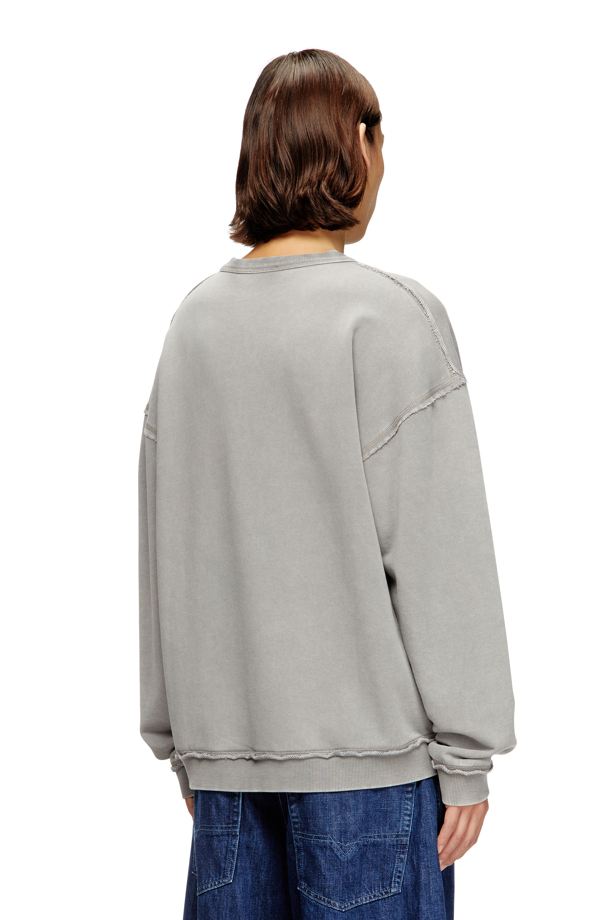 Diesel - S-BOXT-RAW-V1, Man's Cotton sweatshirt with appliqu&eacute; logo in Grey - 4