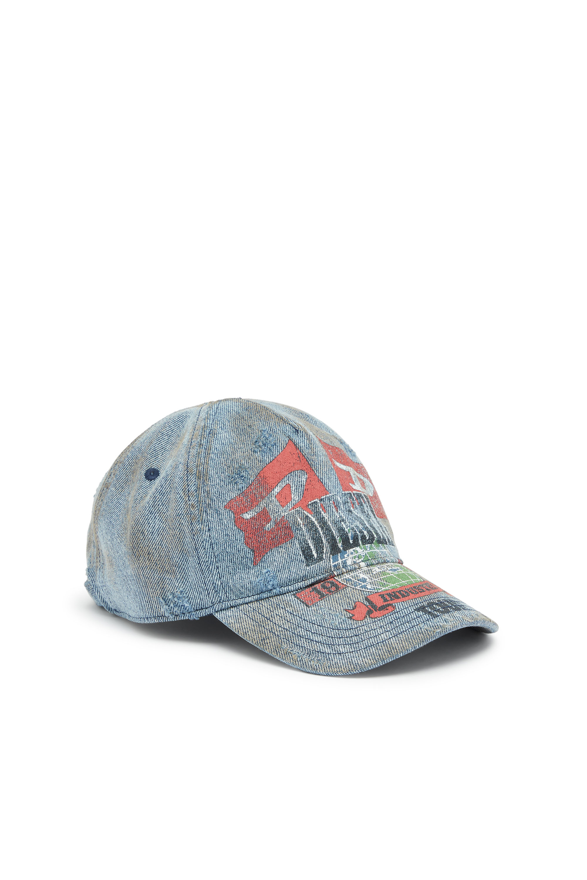 Diesel - C-ROCK, Man's Denim baseball cap with concert graphics in Light Blue - 1
