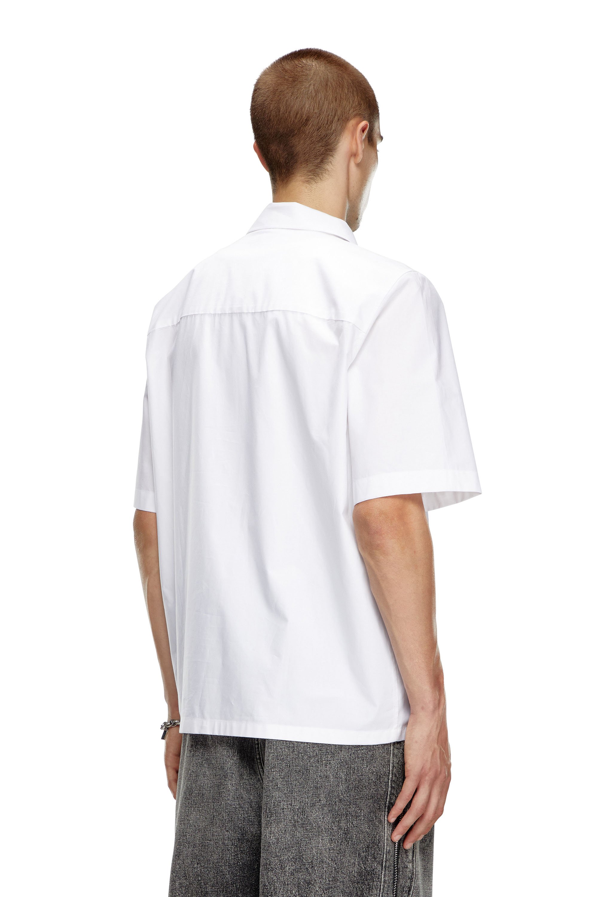 Diesel - S-MAC-C, Man's Bowling shirt with logo embroidery in White - 4