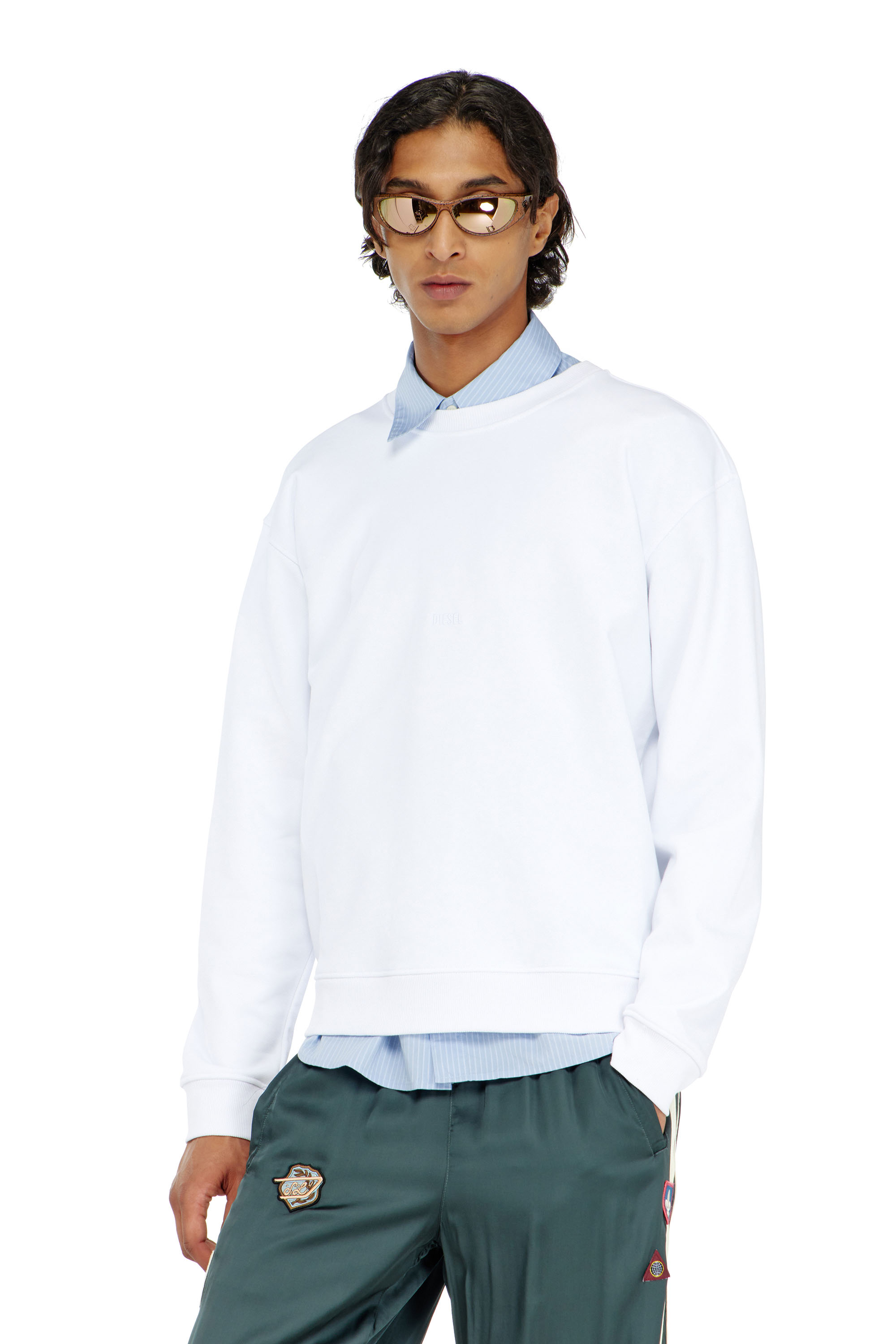 Diesel - S-NORM-AA5, Man's Cotton sweatshirt with micro logo embroidery in null - 1