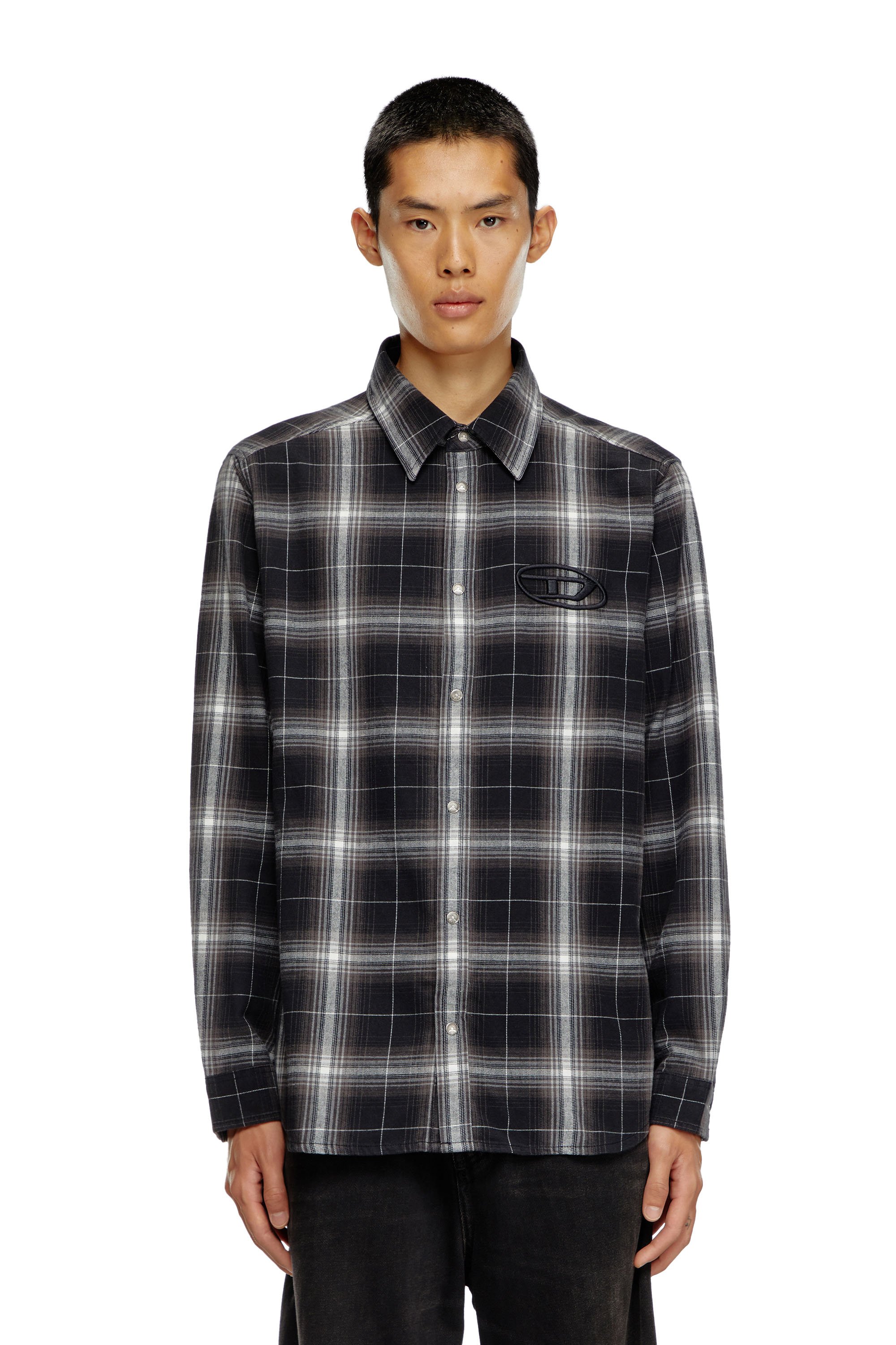 Diesel - S-SIMPLY-A, Man's Check flannel shirt in Black - 5