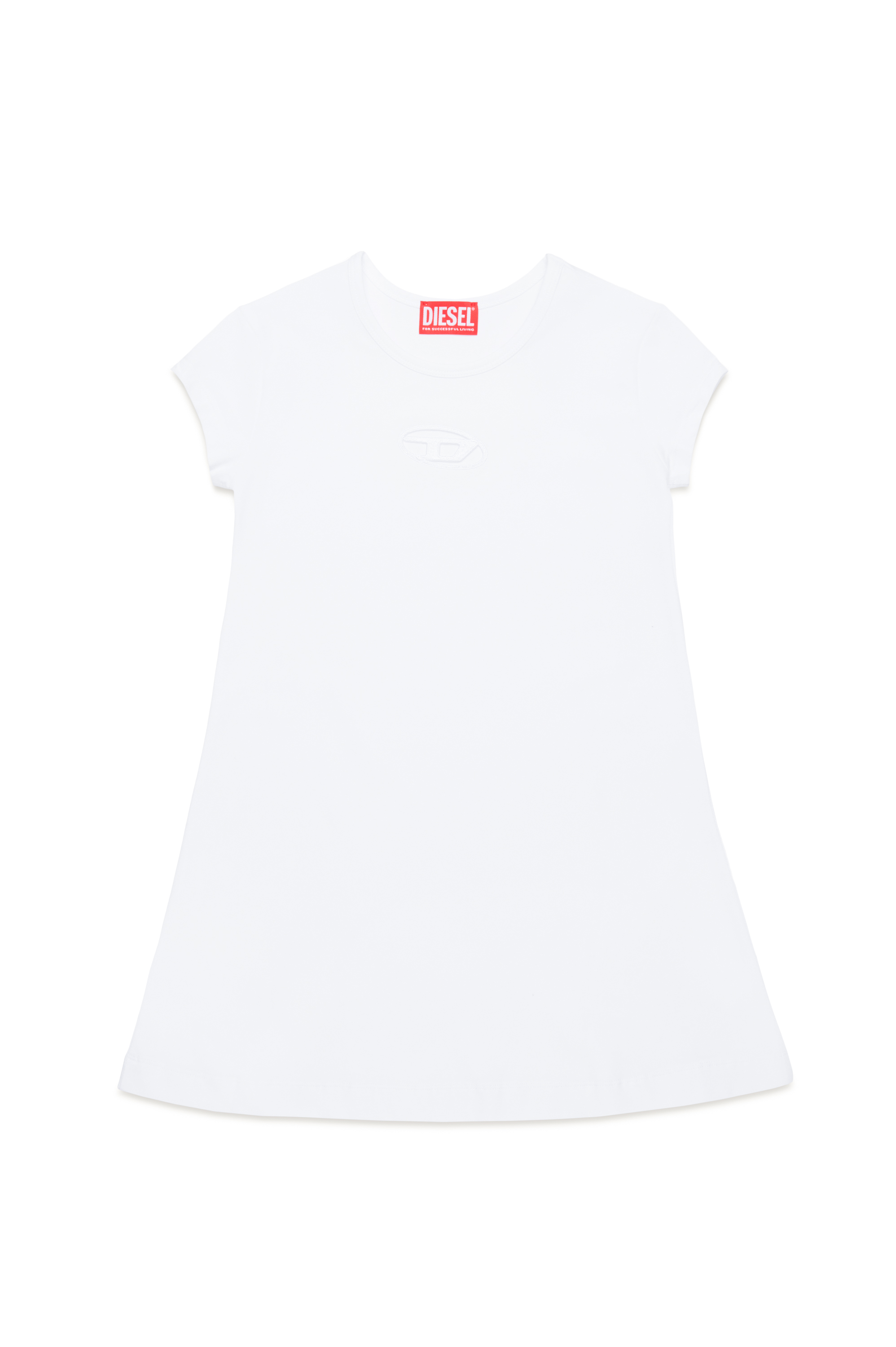 Diesel - DANGIELAM, Woman's T-shirt dress with cut-out Oval D logo in White - 1