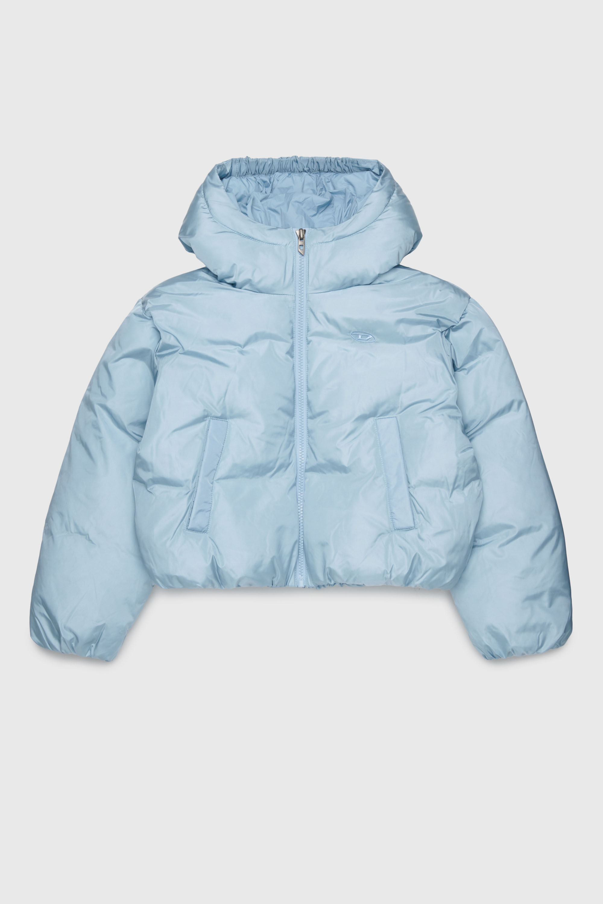 Diesel - JELKYM, Woman's Hooded puffer jacket in Light Blue - 1