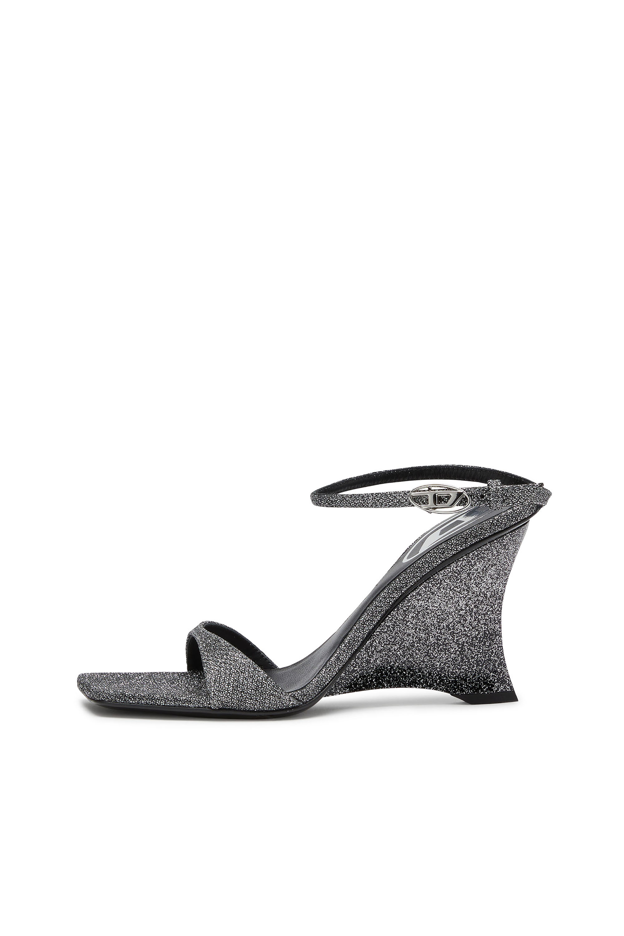 Diesel - D-AMBER SANDAL WEDGE, Woman's D-Amber-Wedge sandals in Lurex fabric in Silver - 8