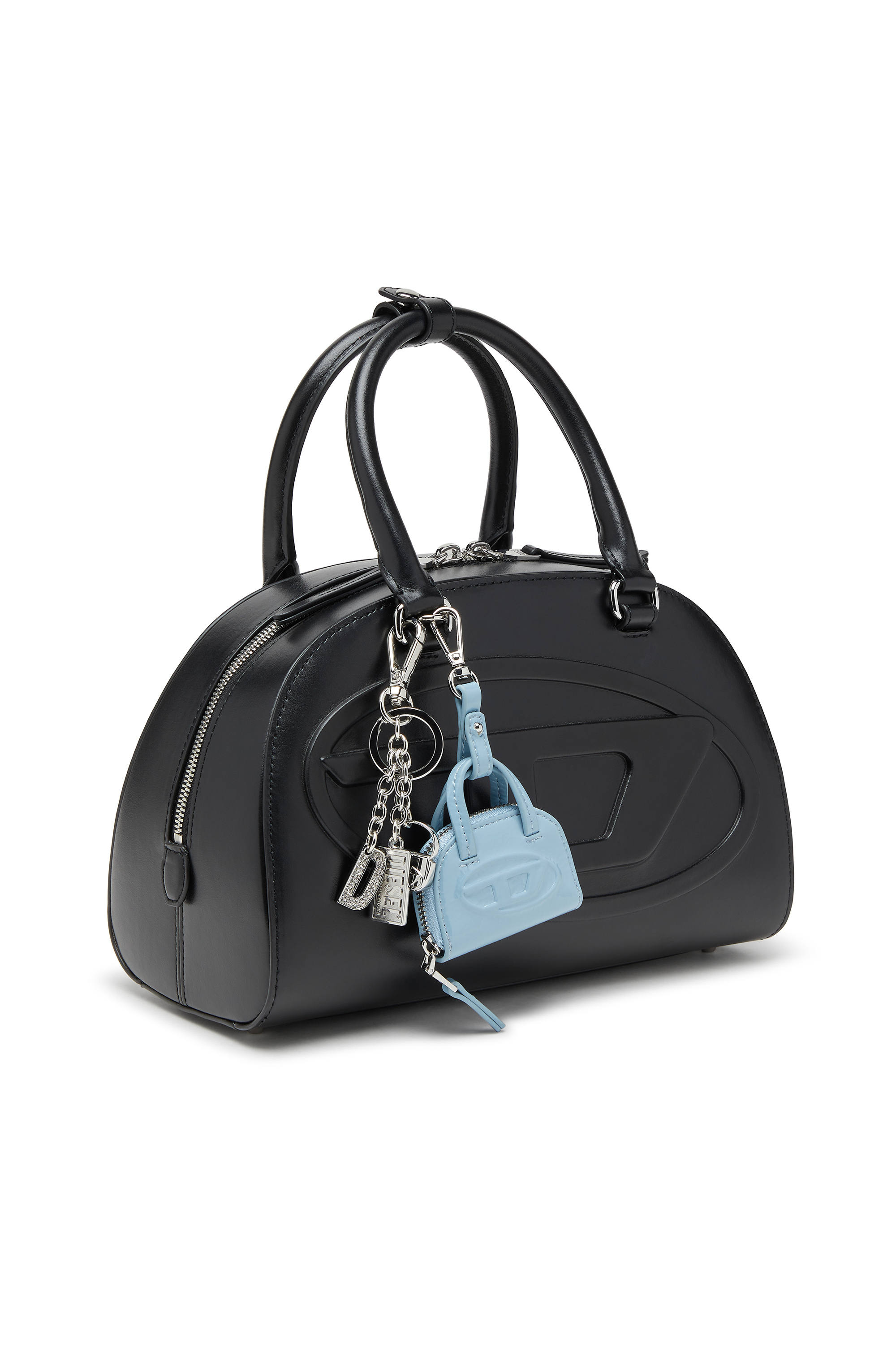 Diesel - 1DR DOME CHARMS, Woman's Bag charm in glossy, crinkled naplak in Azure - 2