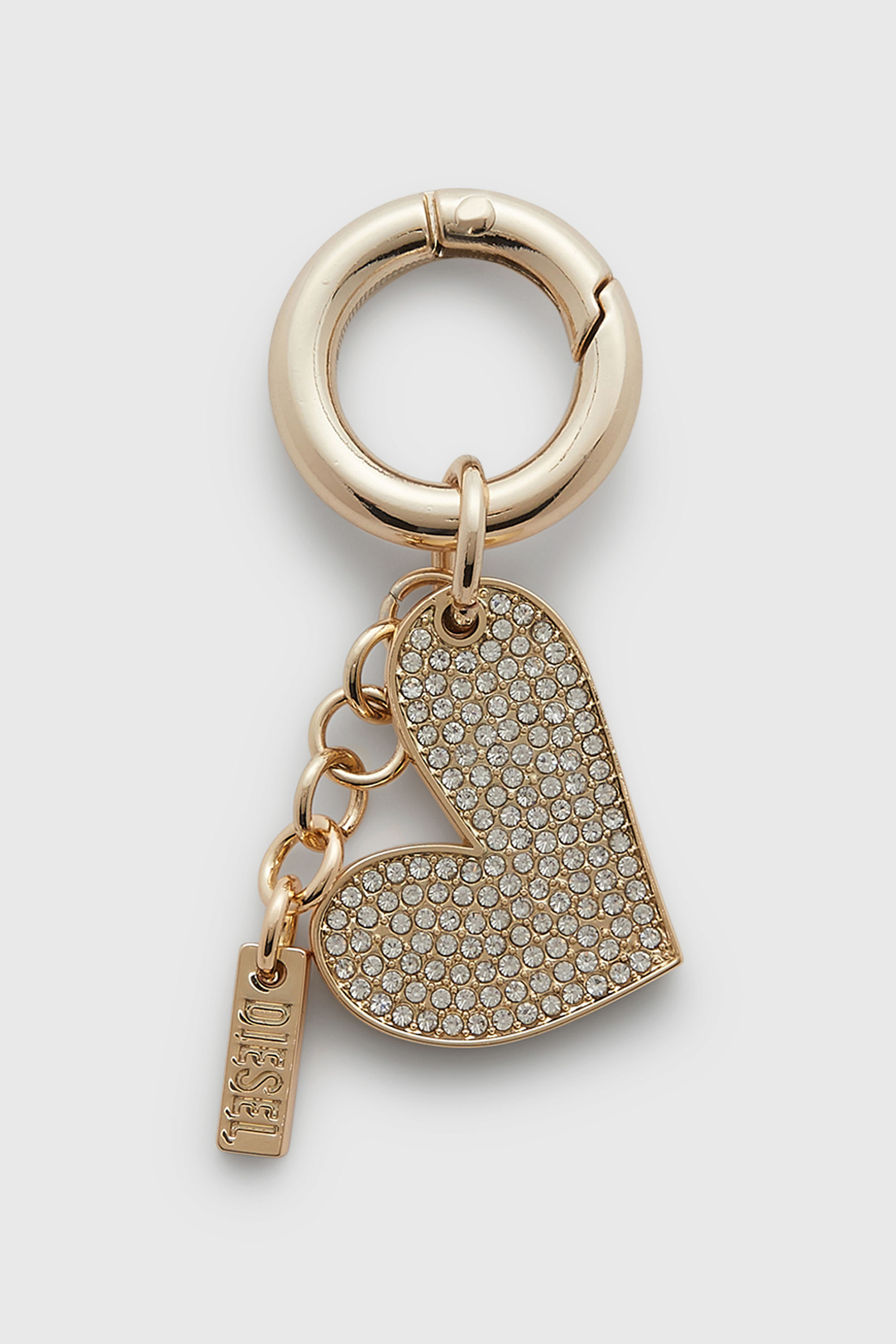 Metal heart charm with rhinestones