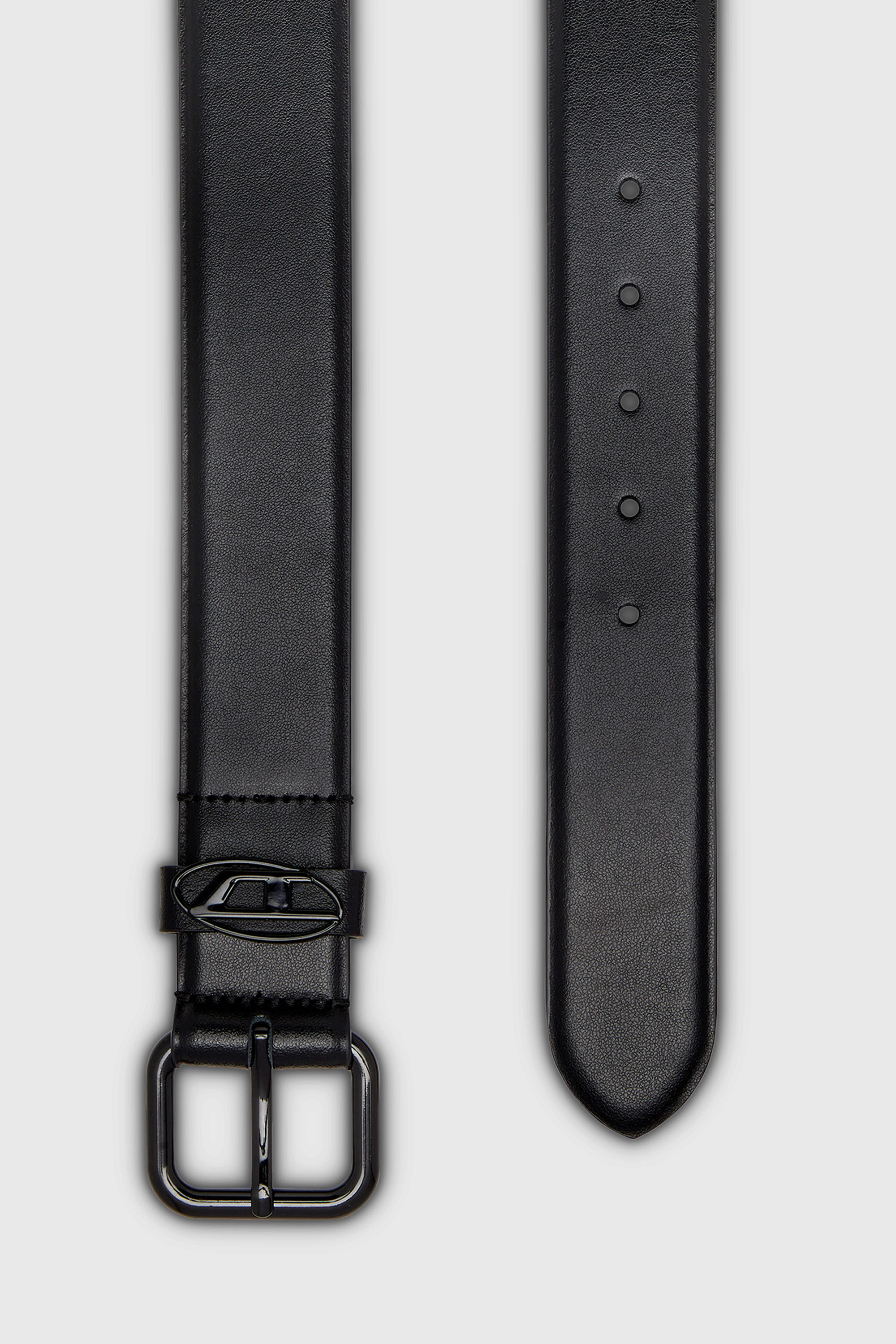 Diesel - B-1DR OVAL D LOOP, Unisex's 3.9cm logo-plaque embellished leather belt in Black - 2