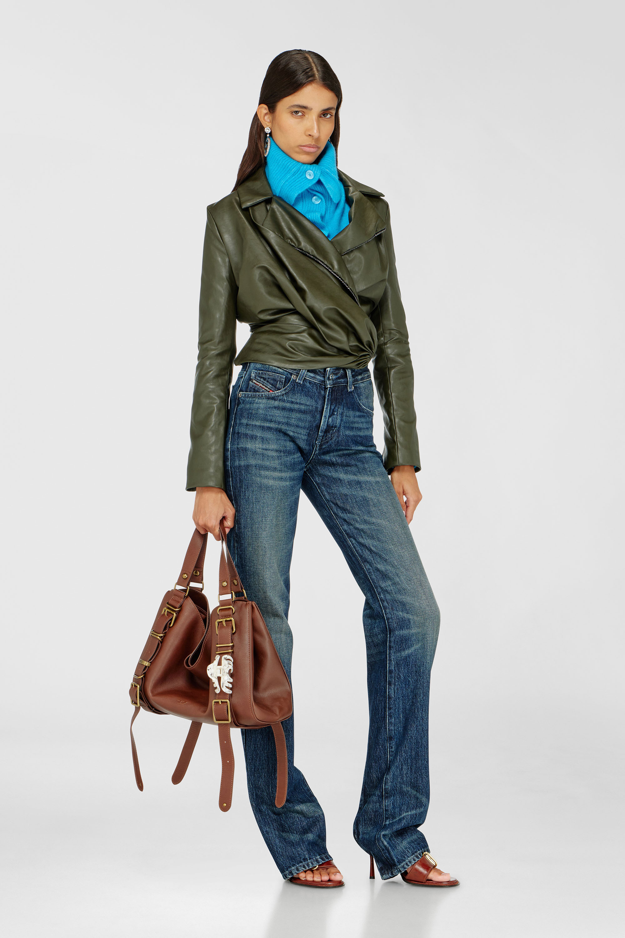 Diesel - D-ONE TOPHANDLE M, Unisex's D-One-Medium top-handle bag in treated leather in Brown - 3