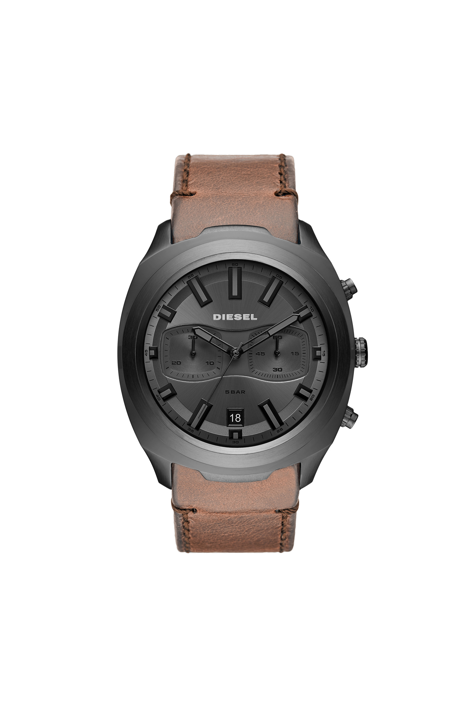 Diesel - DZ4491, Man's Tumbler chronograph watch in brown leather in Brown/Black - 1