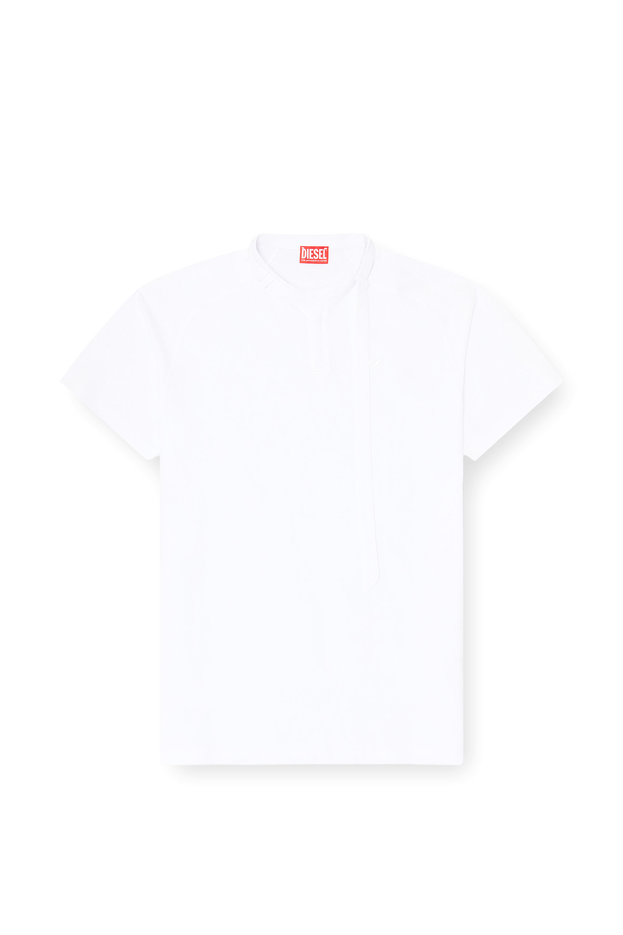 Diesel - T-KAUKO, Man's T-shirt with biker neck strap in White - 3