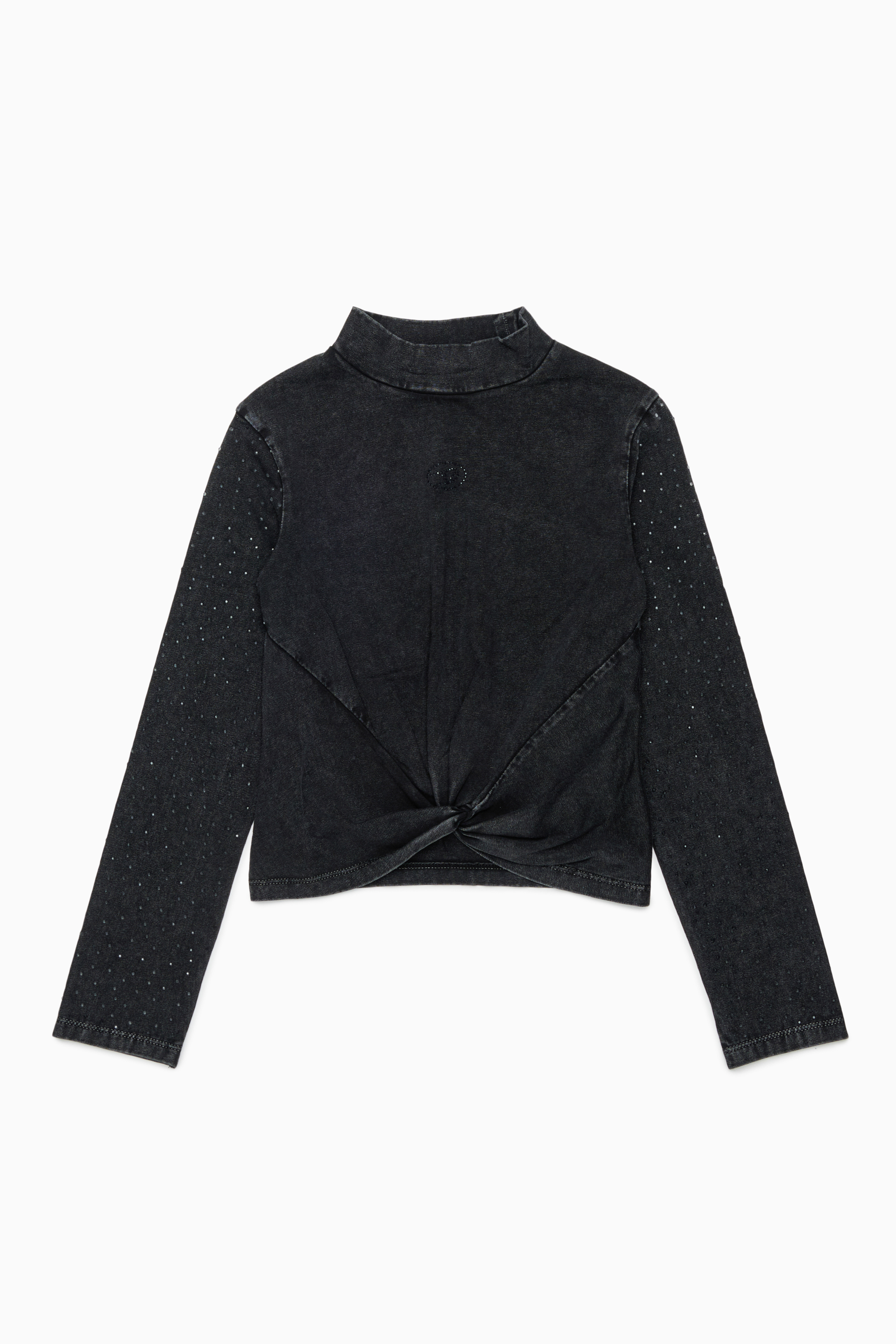 Diesel - TKNOT, Woman's Twist-hem top with rhinestones in Black - 1