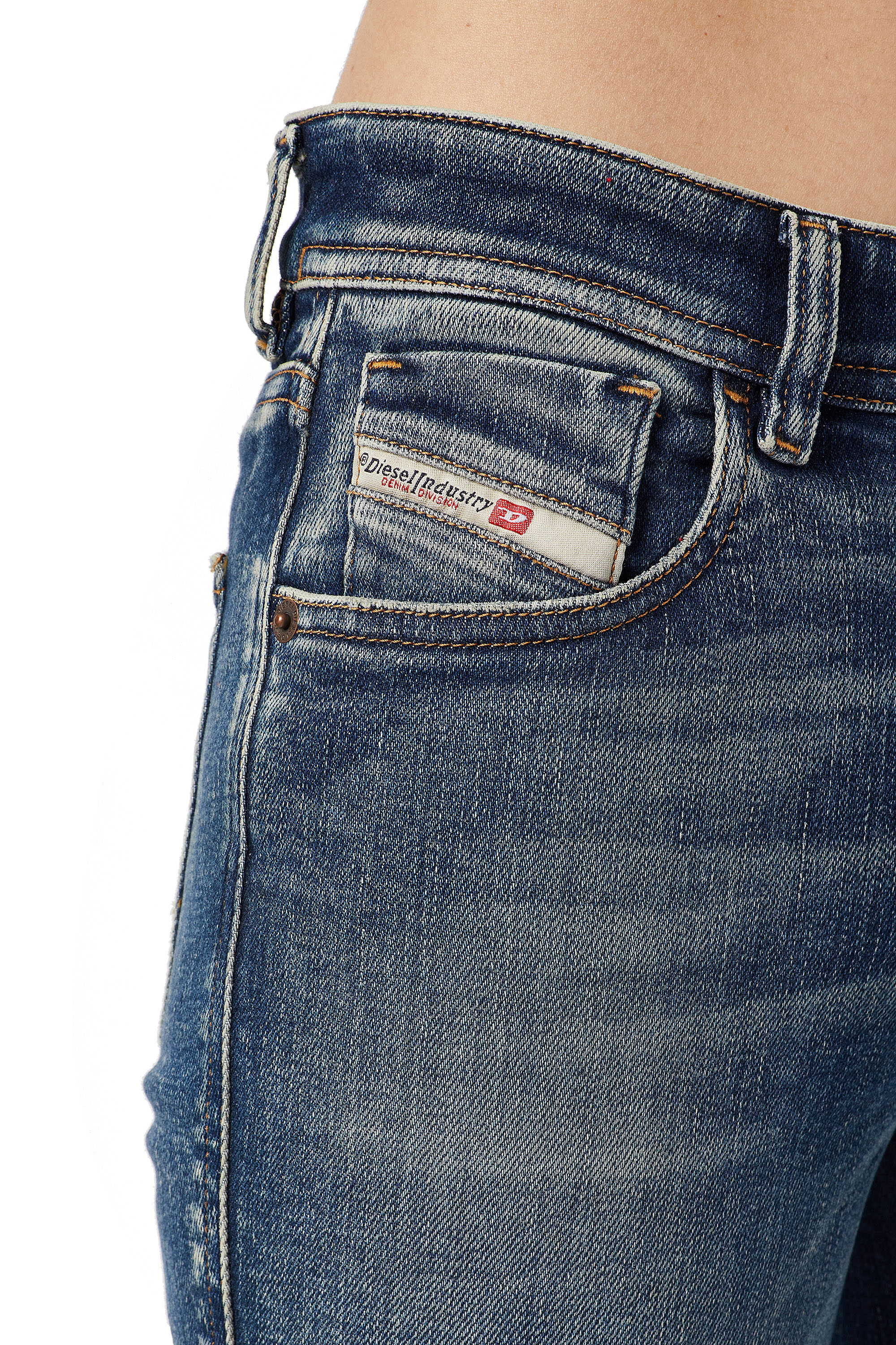 Diesel - 2017 SLANDY 09C20 Super skinny Jeans, Medium blue - Image 4