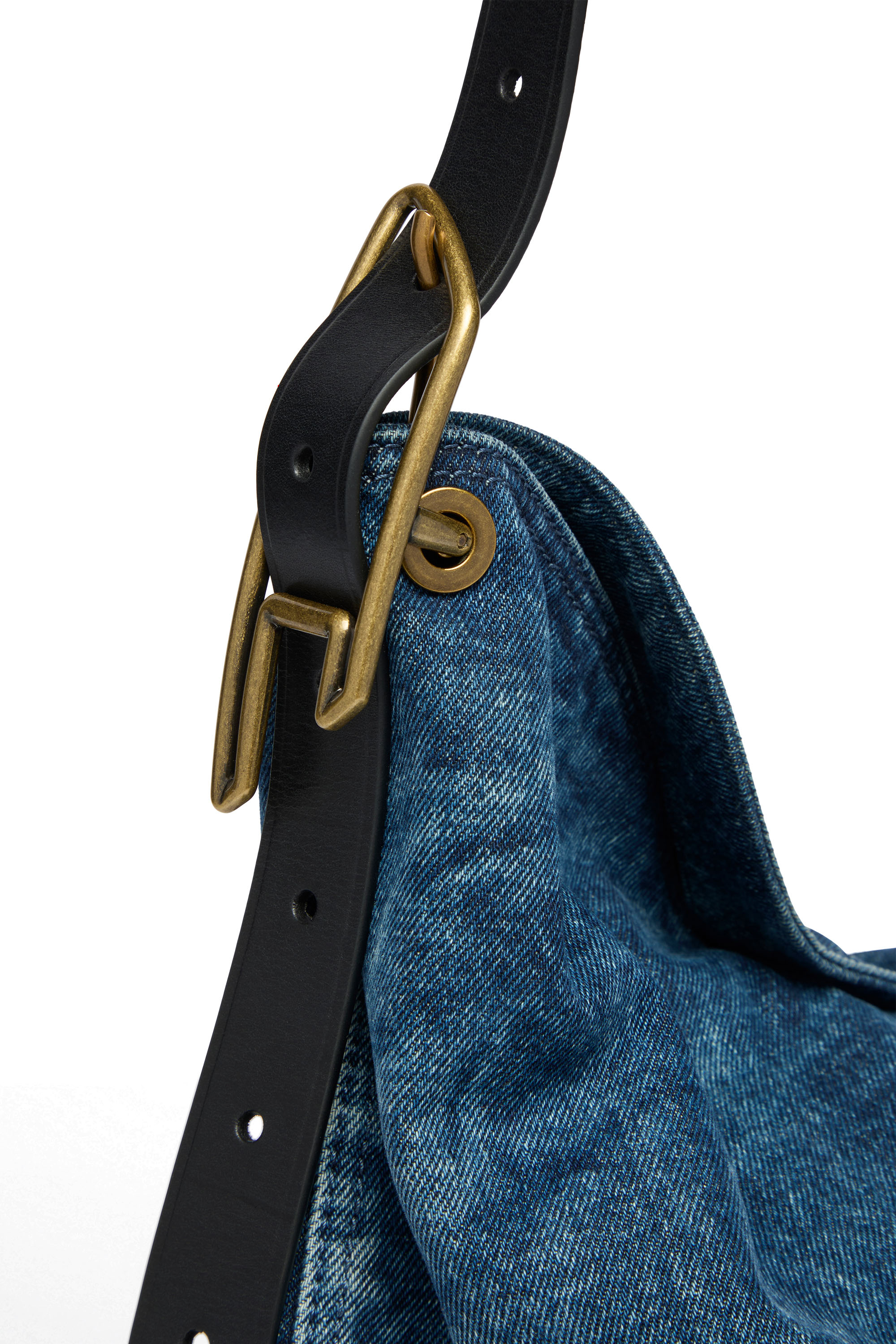 Diesel - D-LINE HOBO L, Woman's D-Line-Denim hobo bag in Medium blue - 4