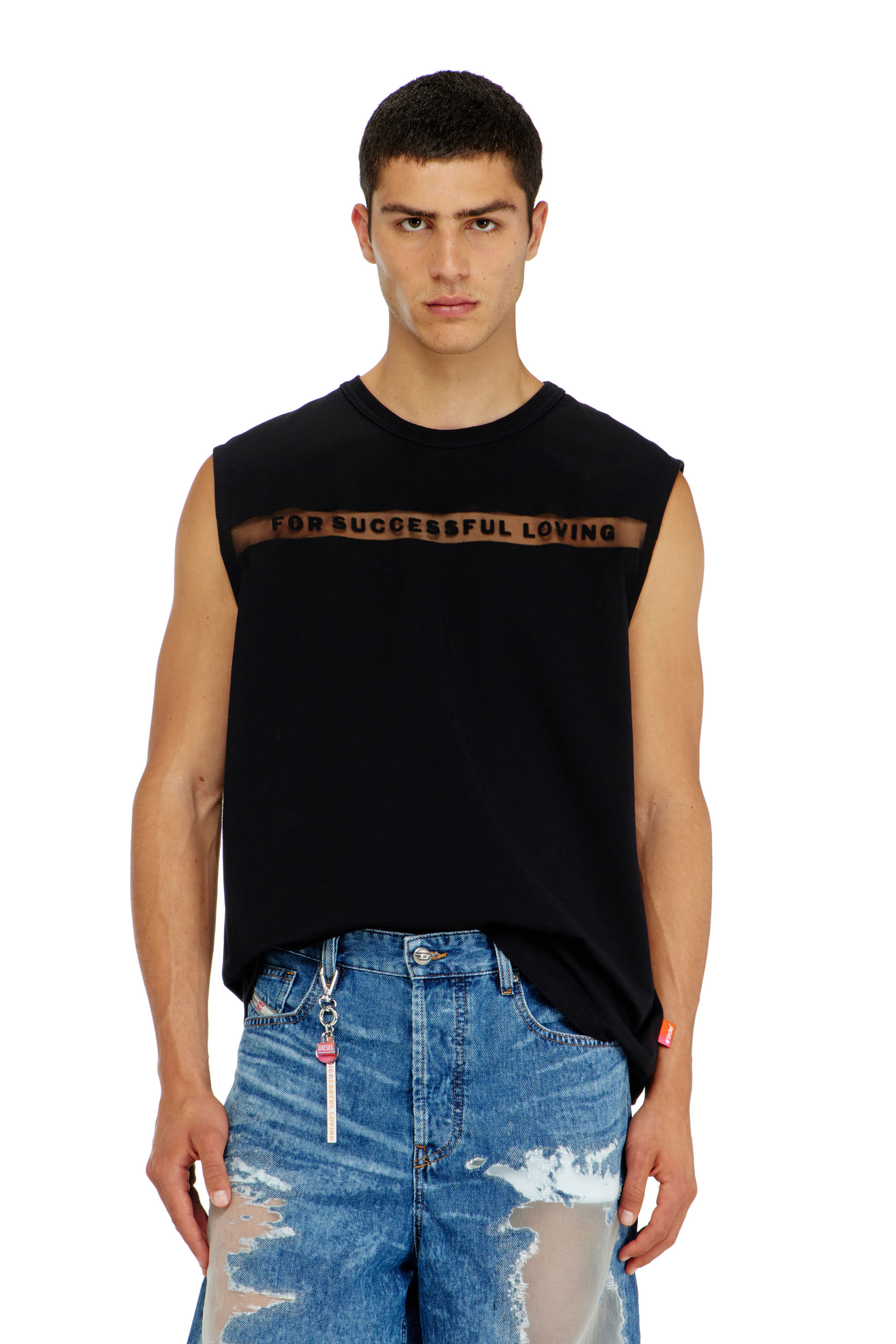 Diesel - PR-T-NORM-BISC-MATI-R, Unisex's Tank top with For Successful Loving logo in Black - 1