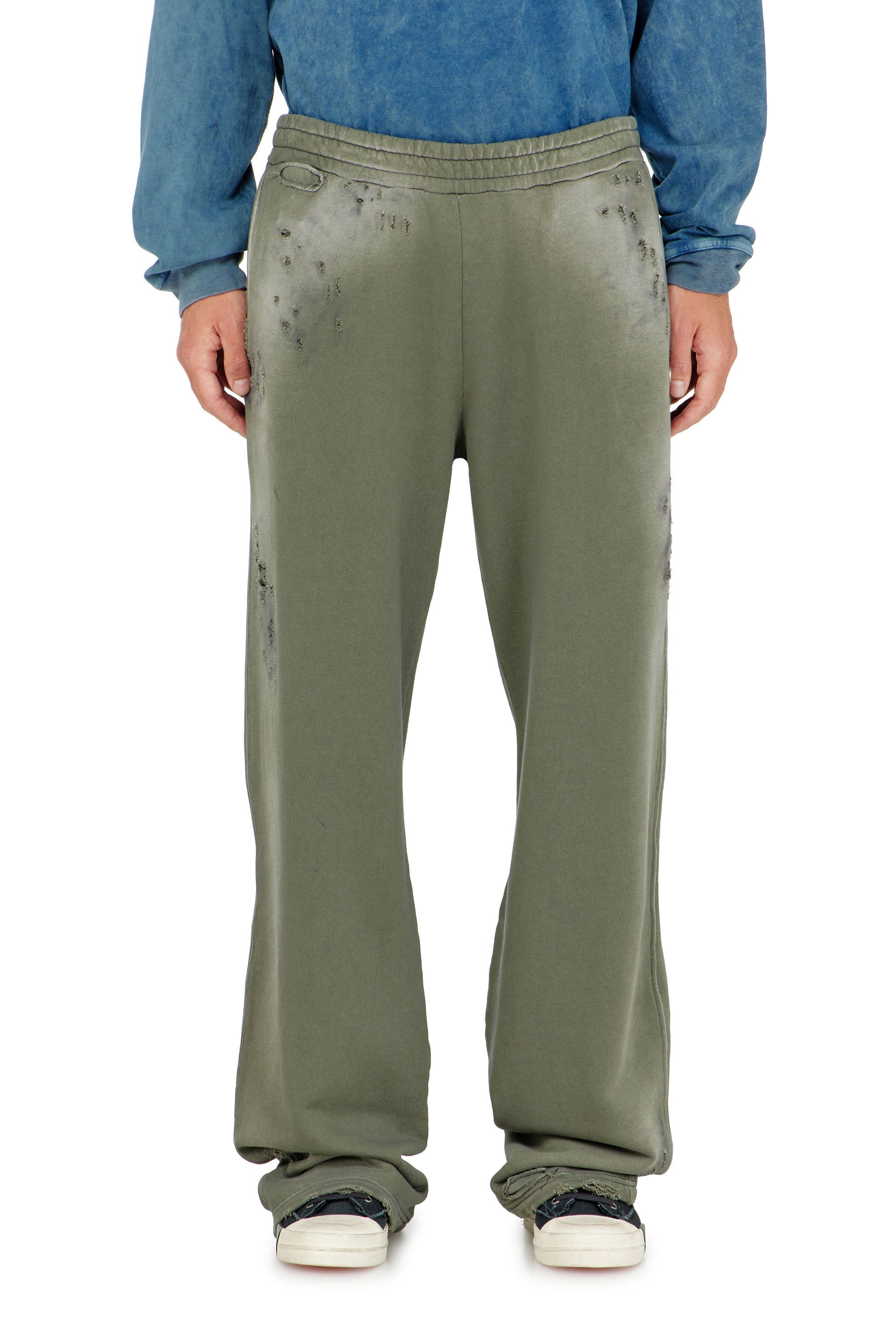 Diesel - P-KEITH, Man's Cotton sweatpants with destroyed effect in Military Green - 2
