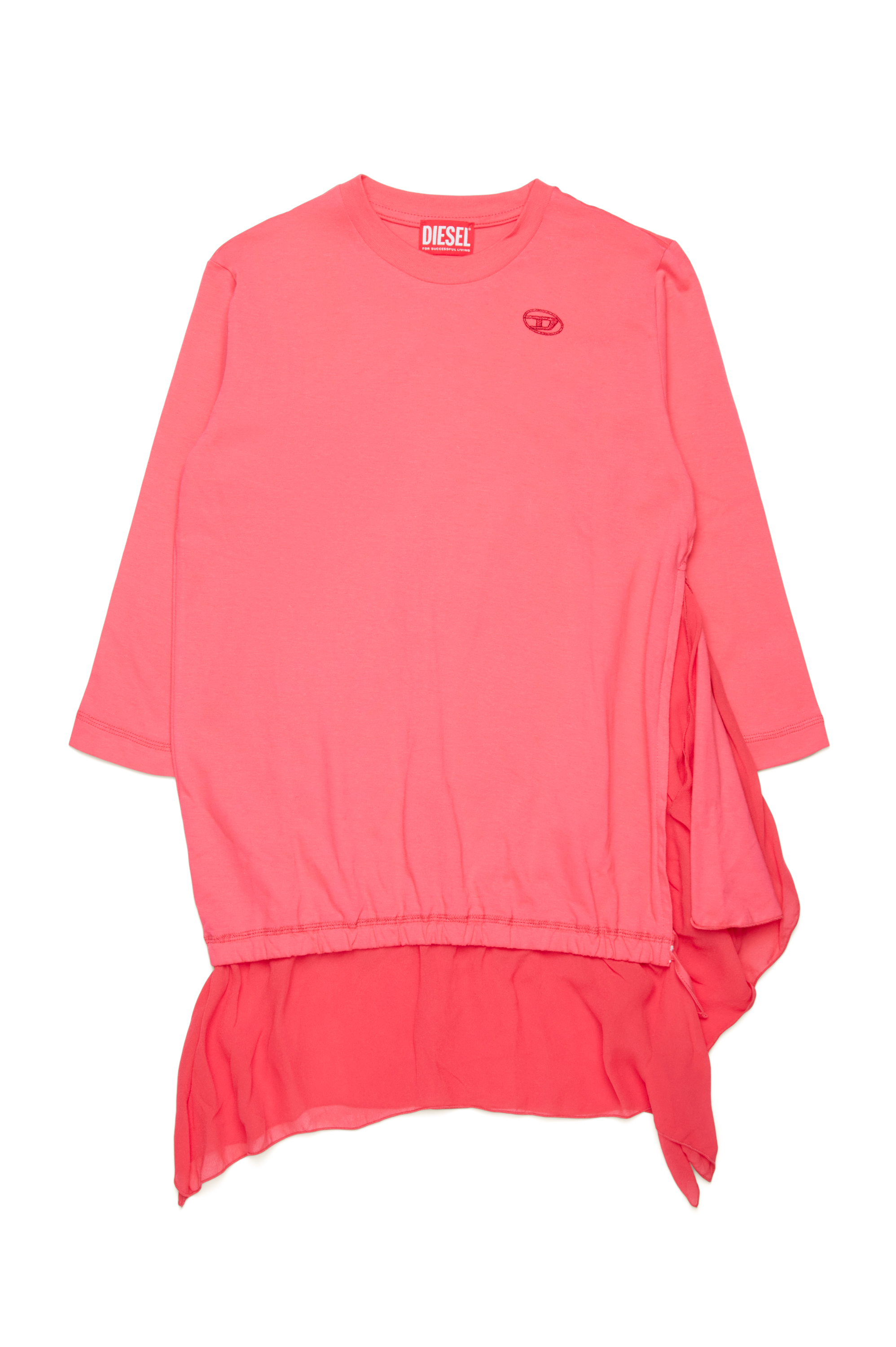 Diesel - DROLLETTE ML, Woman's T-shirt dress with floaty hem in Pink - 1