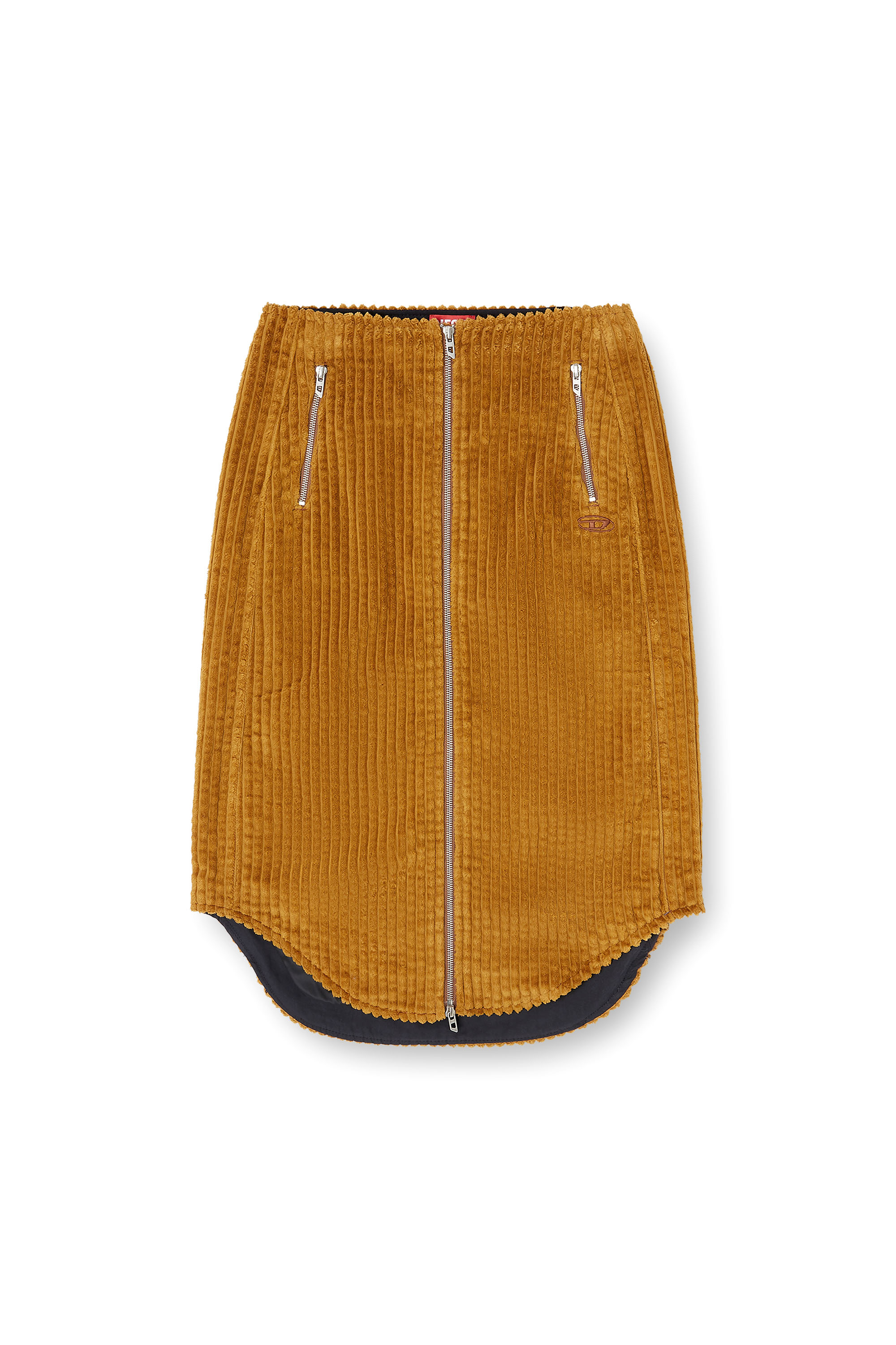 O-LLIPOP, Light Brown Diesel - O-LLIPOP, Woman's Cotton midi skirt with zipper in Light Brown - 2