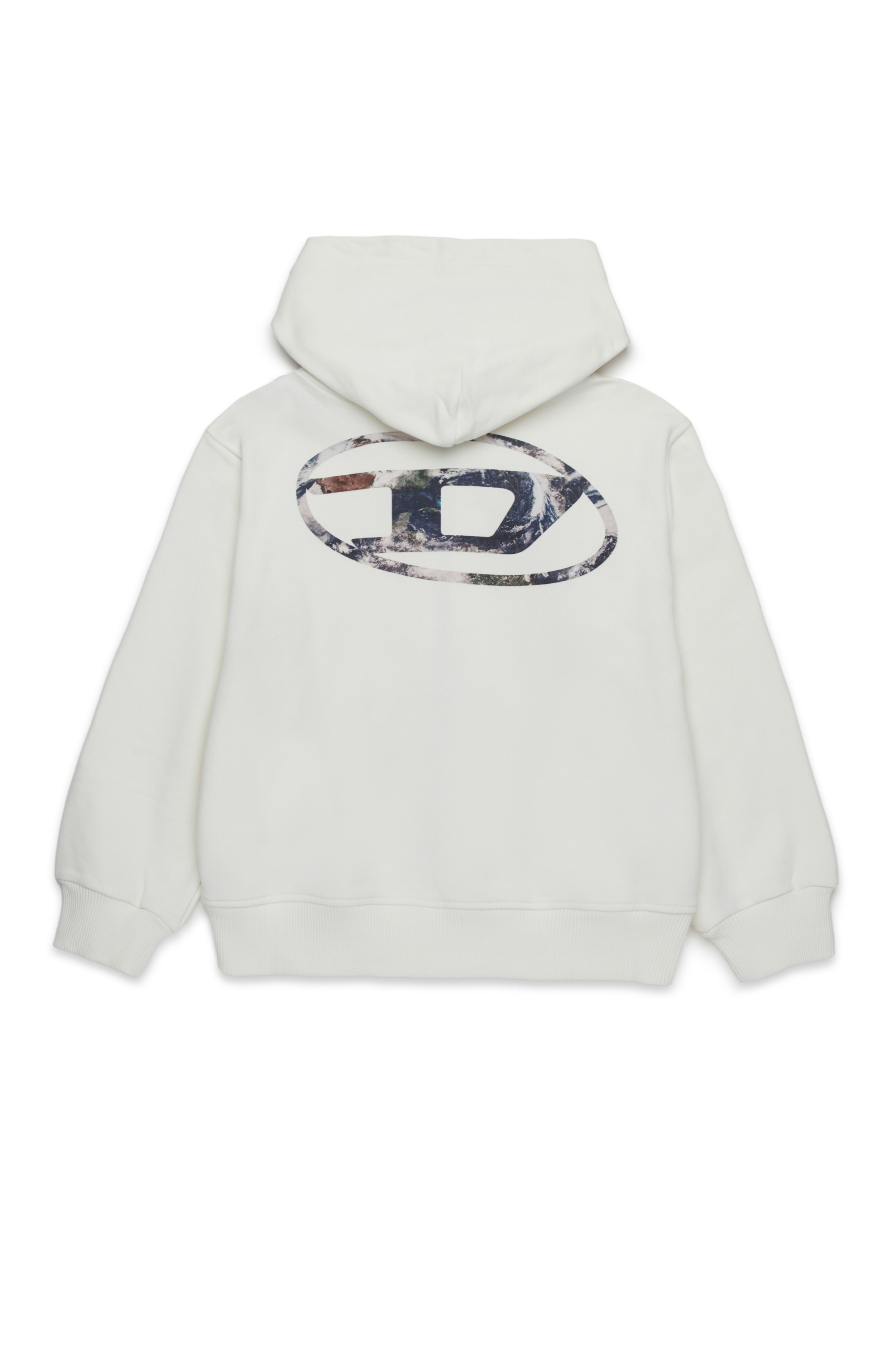 Diesel - SWELTHOODZIP  OVER, Man's Zip-up hoodie with Planet Camo logo in White - 2