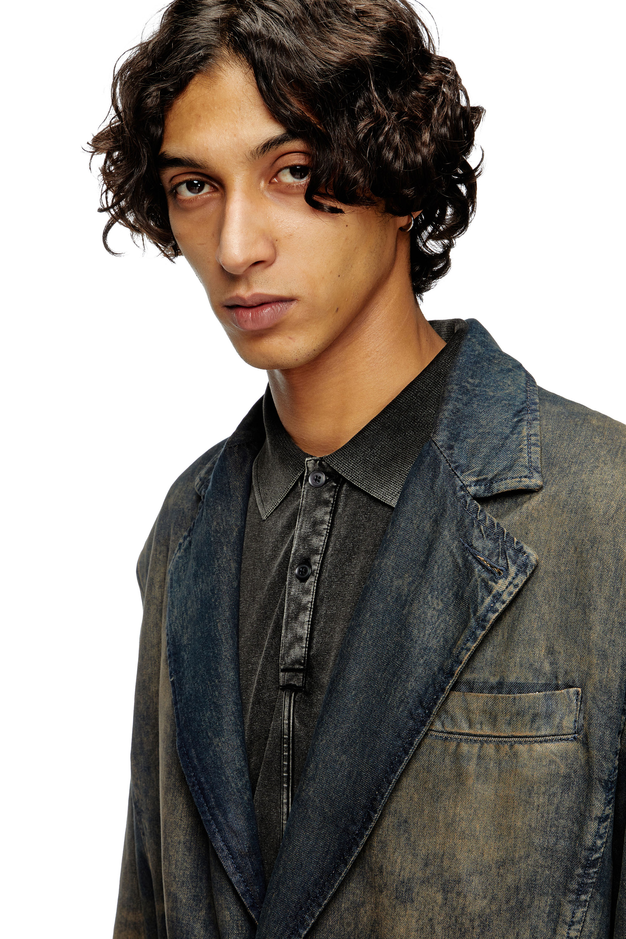 Diesel - D-REG-S, Unisex's Blazer in fluid shaded denim in Dark Blue - 5