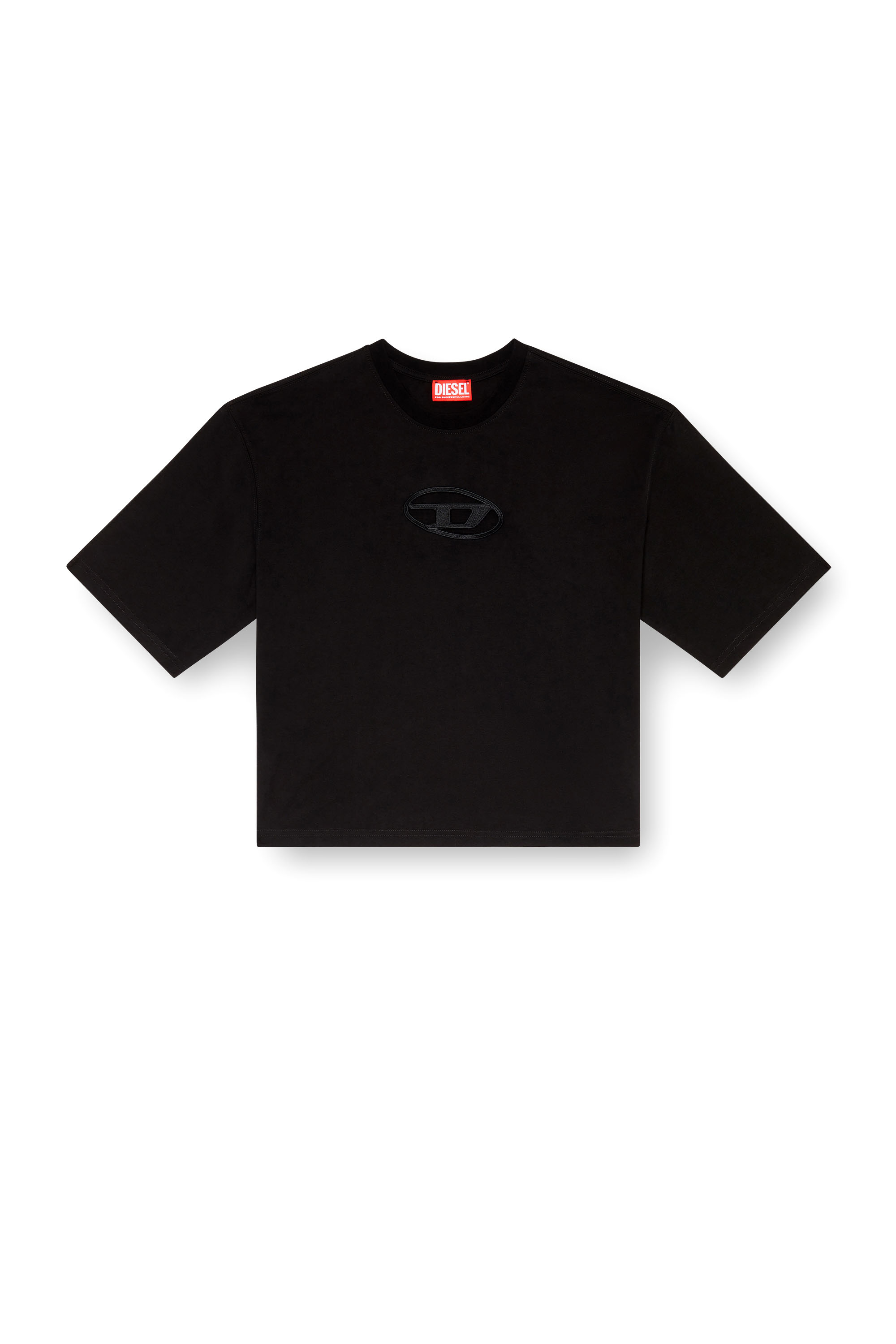 Diesel - T-ROWY-OD, Woman's Boxy T-shirt with embroidered D in Black - 3