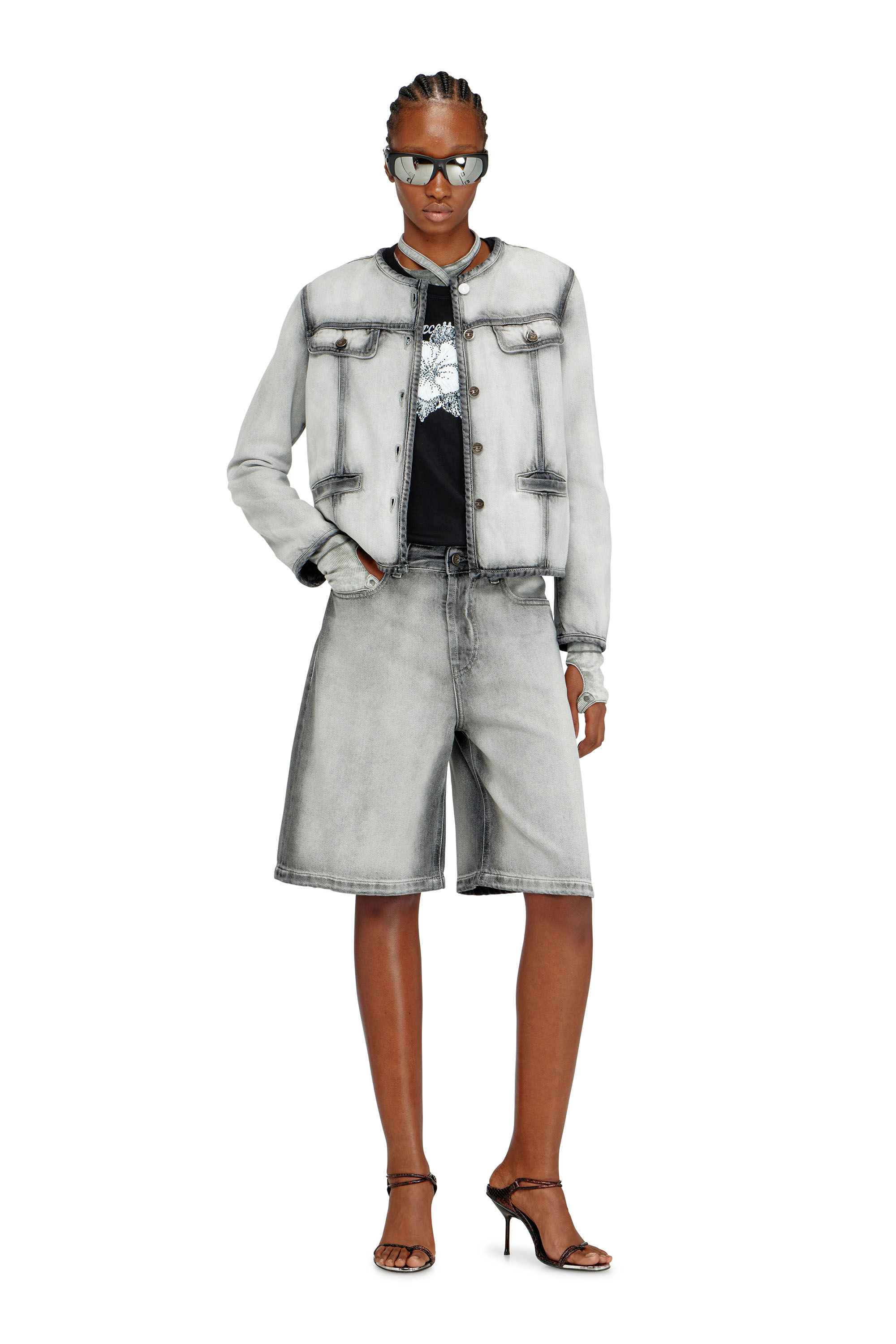 Diesel - DE-GRAFY-FSI, Woman's Jacket in soft skeleton denim in Grey - 2