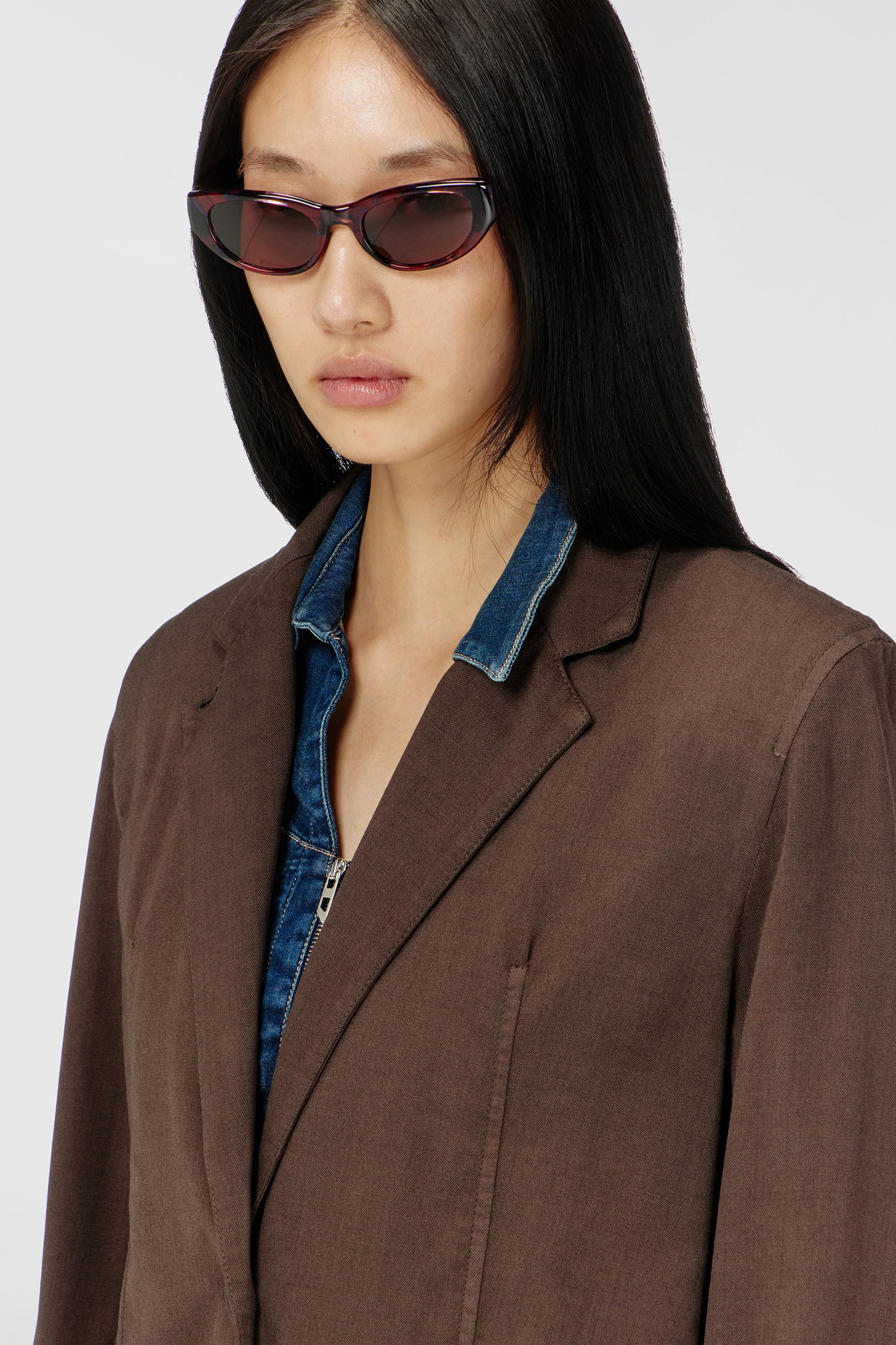 Diesel - G-KESSIER, Woman's Deconstructed blazer in stretch wool in Brown - 5