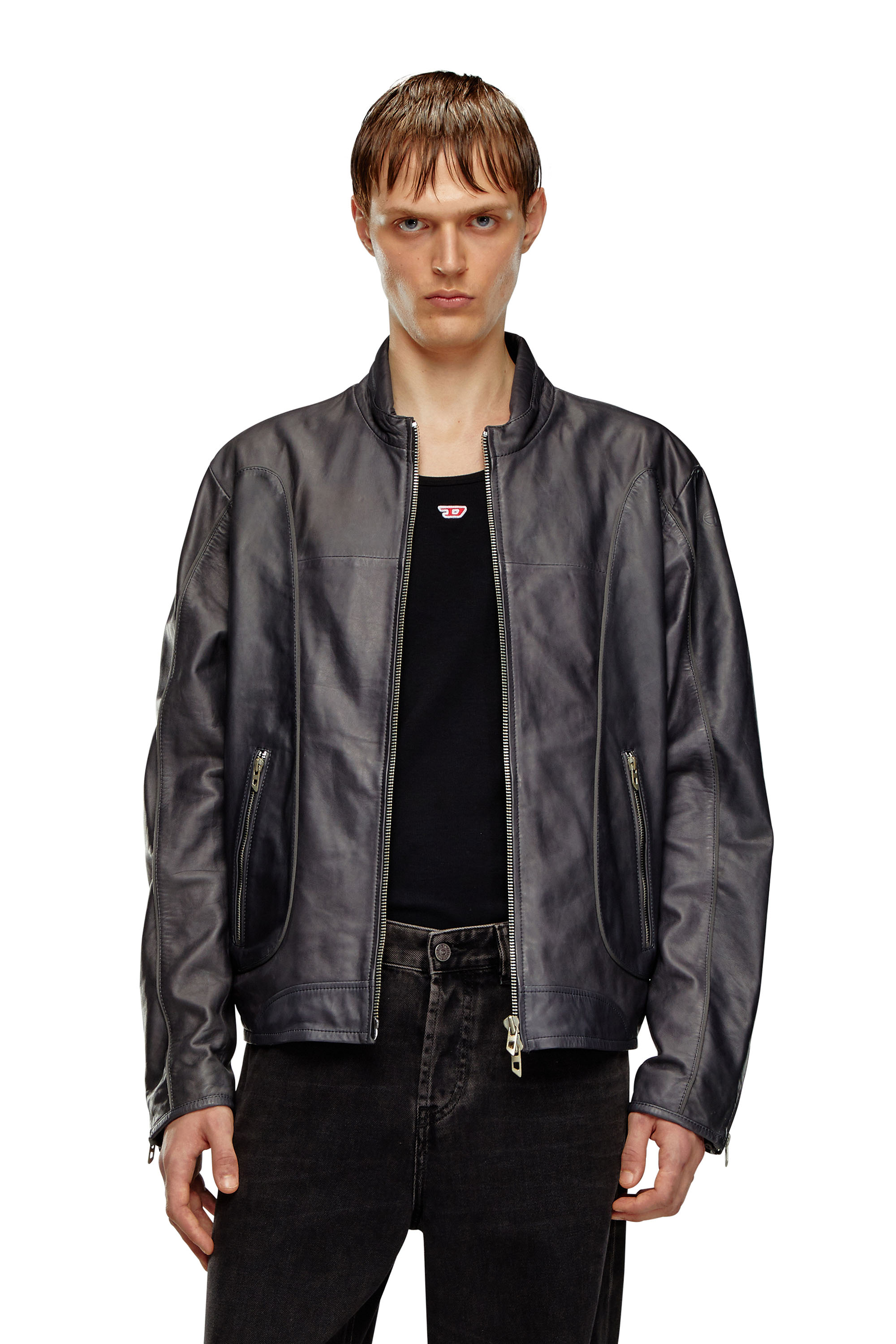 7,840円diesel leather tailord jacket black