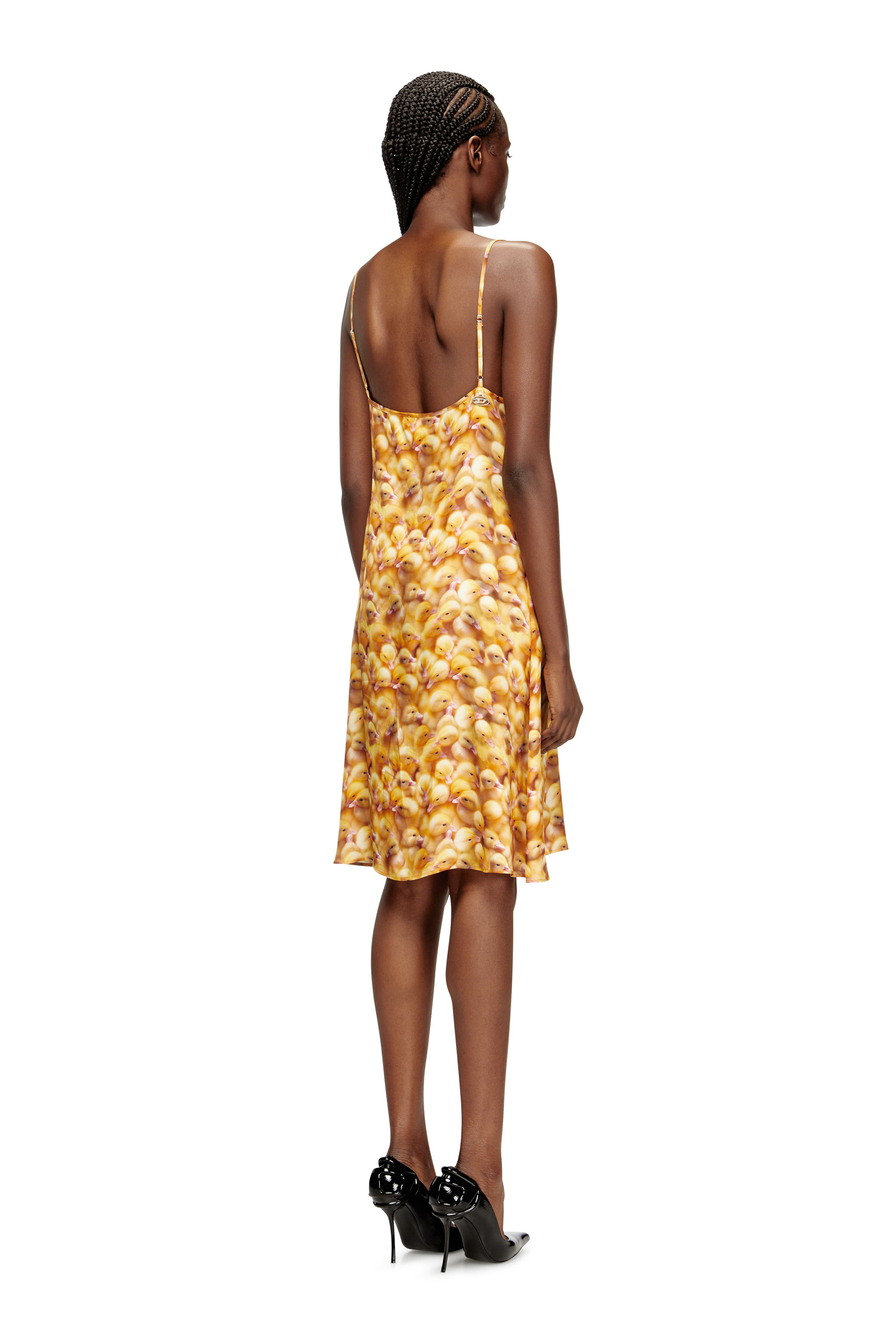D-ULCET, Yellow Diesel - D-ULCET, Woman's Mini dress in viscose with all-over print in Yellow - 4