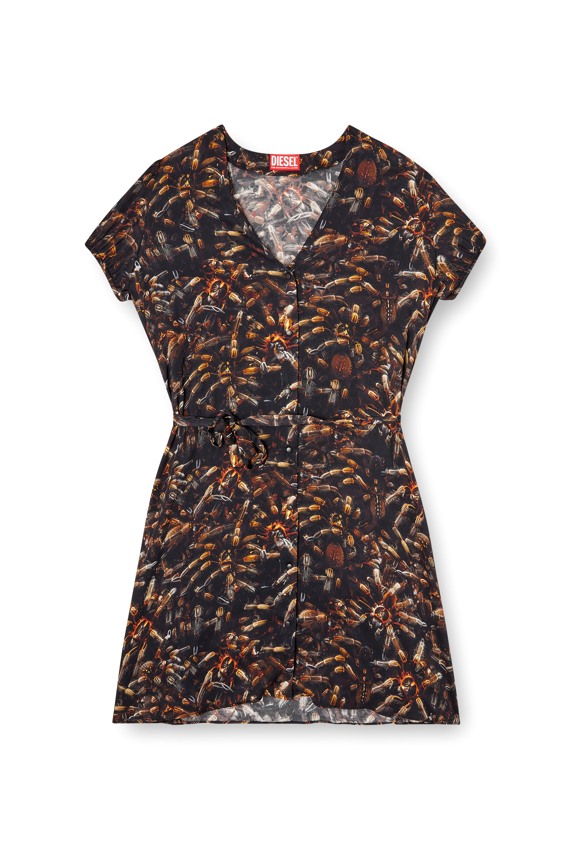 D-OLLISH, Black Diesel - D-OLLISH, Woman's Viscose dress with waist belt in Black - 2