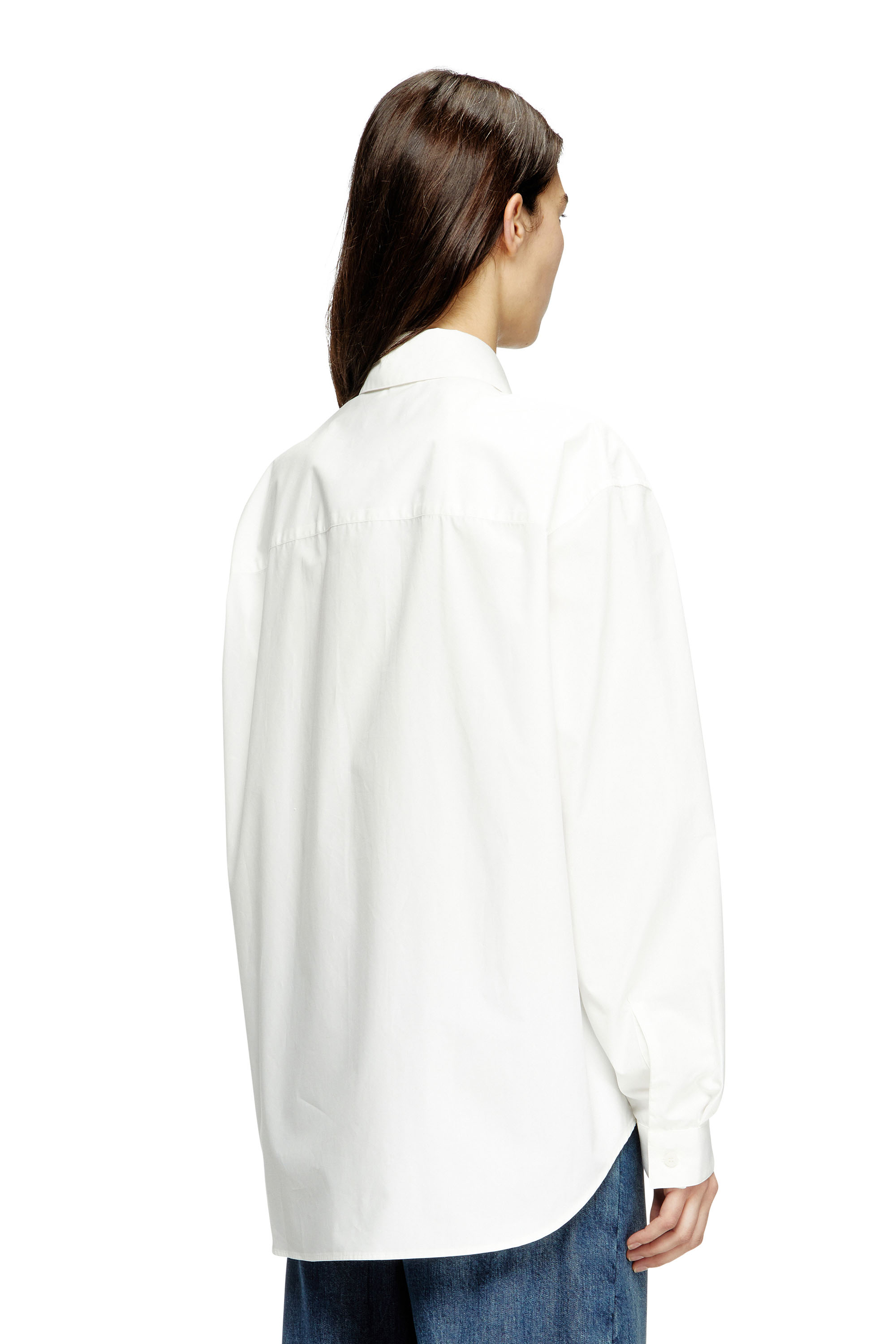 Diesel - S-SIMPLY-C-WN-R1, Woman's Boyfriend shirt with Oval D in White - 4