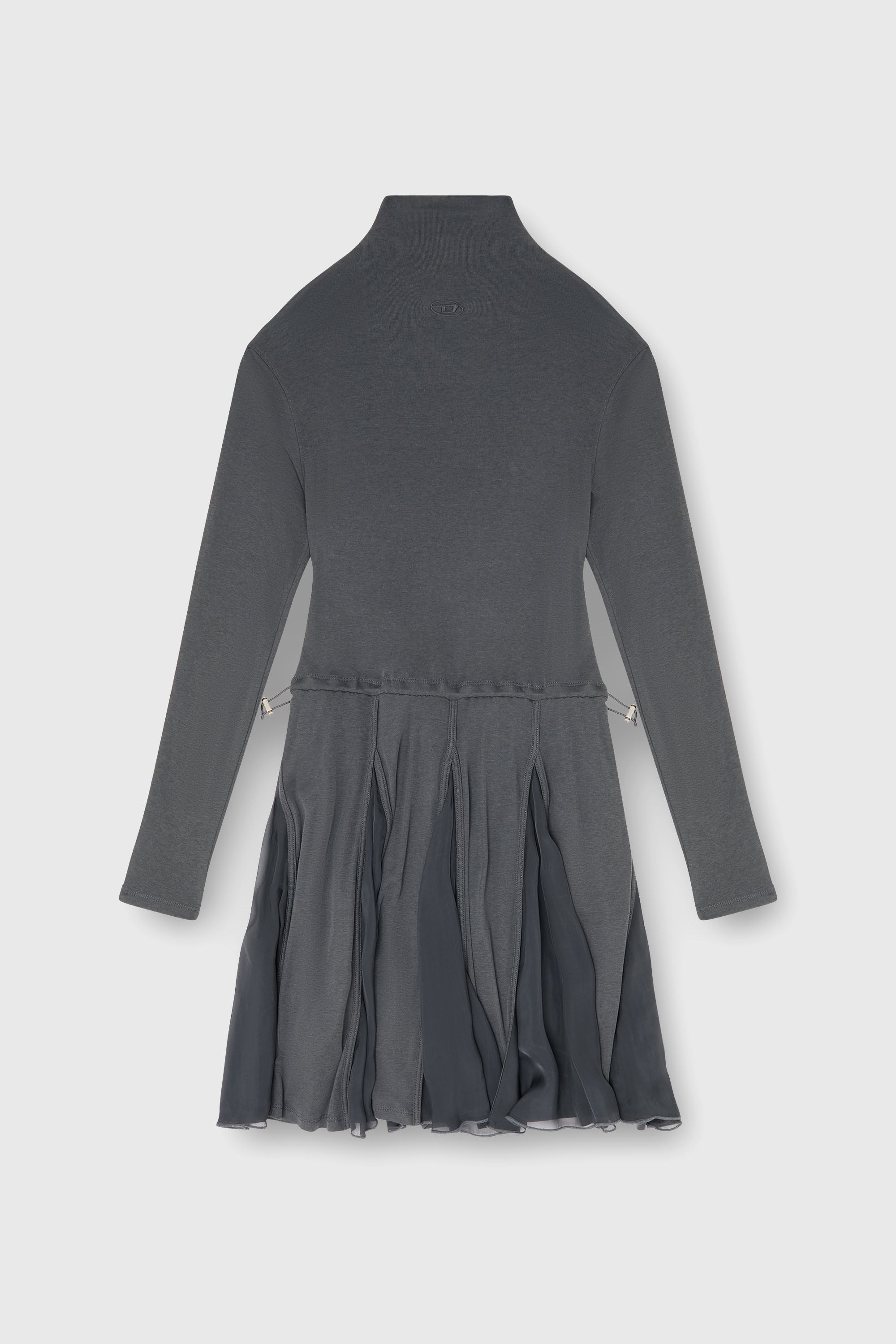 Diesel - D-REI, Woman's Turtleneck mini dress in jersey and chiffon in Grey - 1