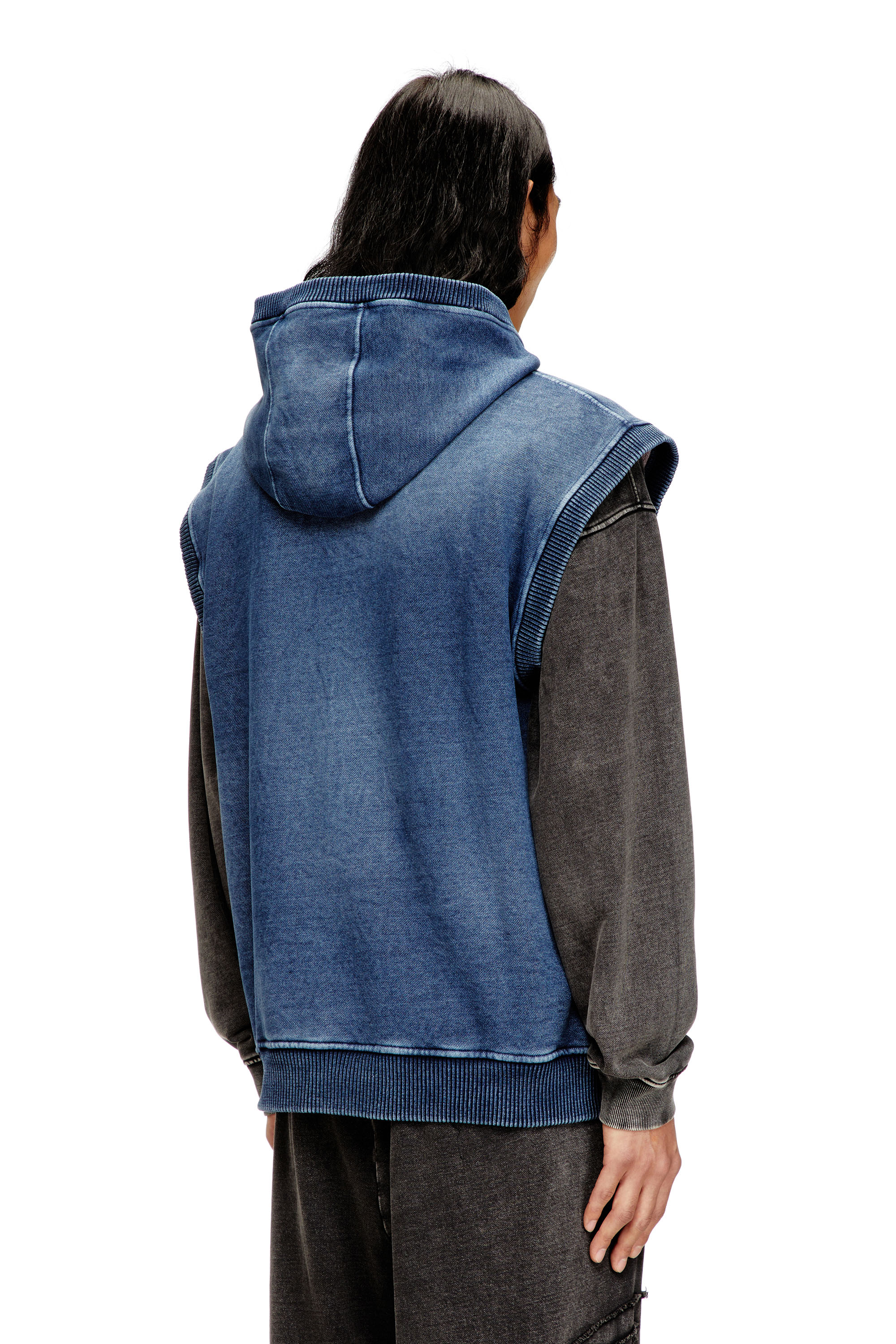 Diesel - S-HAKEL, Man's Teddy-lined sleeveless zip-up hoodie in null - 3