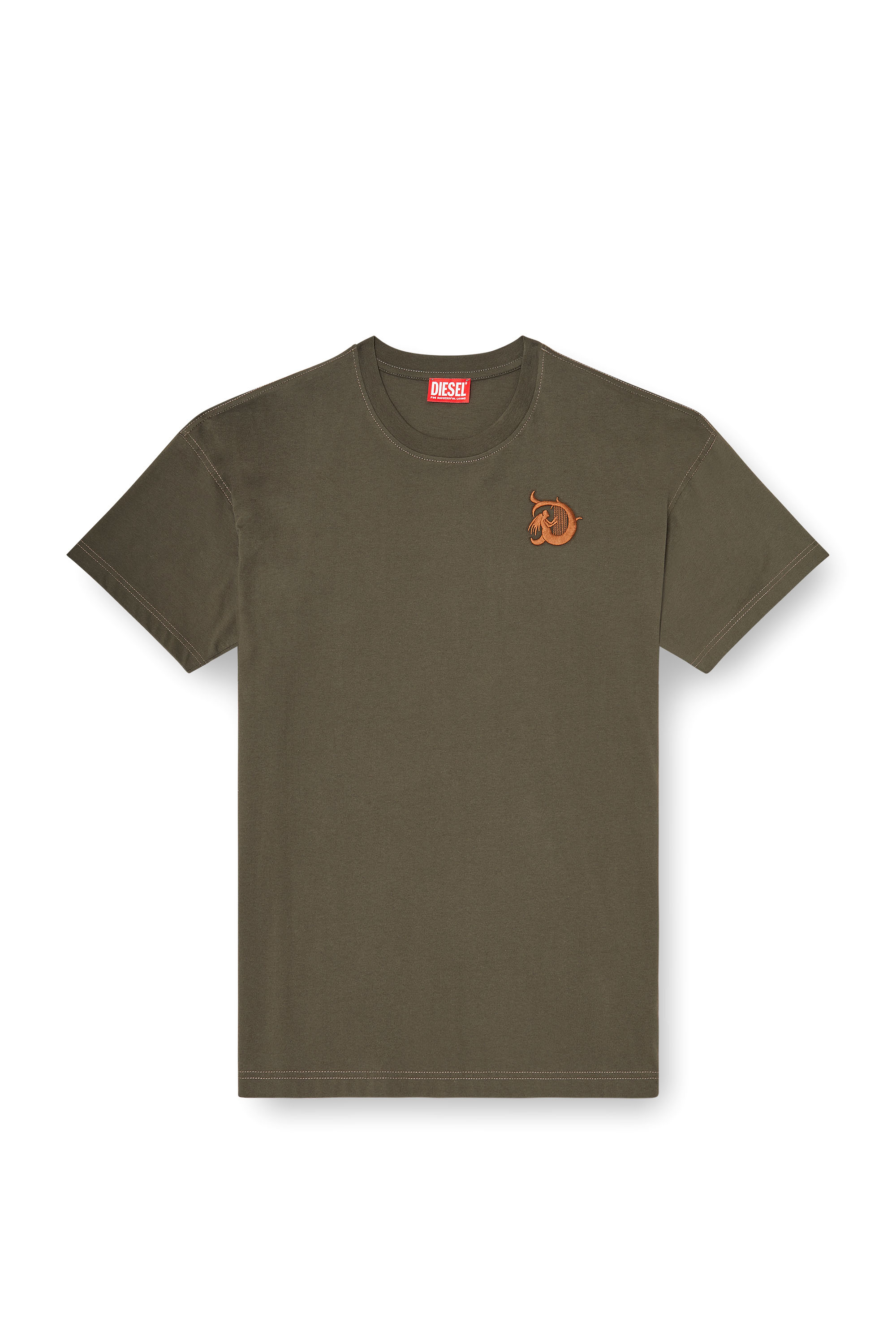 Diesel - T-BOXT-AA11, Man's Jersey T-shirt with flocked print in Military Green - 3