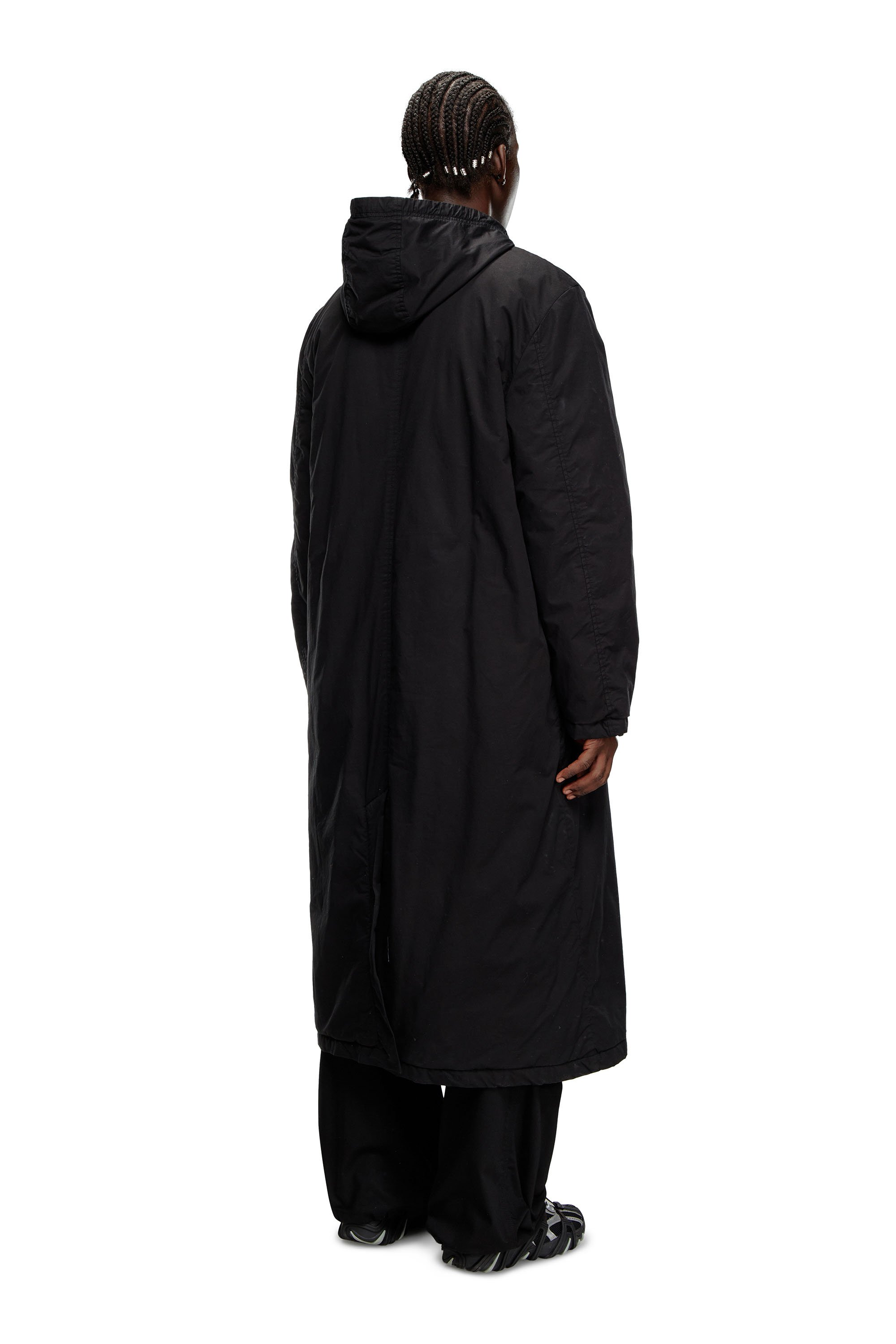 Diesel - J-MARLON, Man's Hooded rain coat in cotton poplin in Black - 3