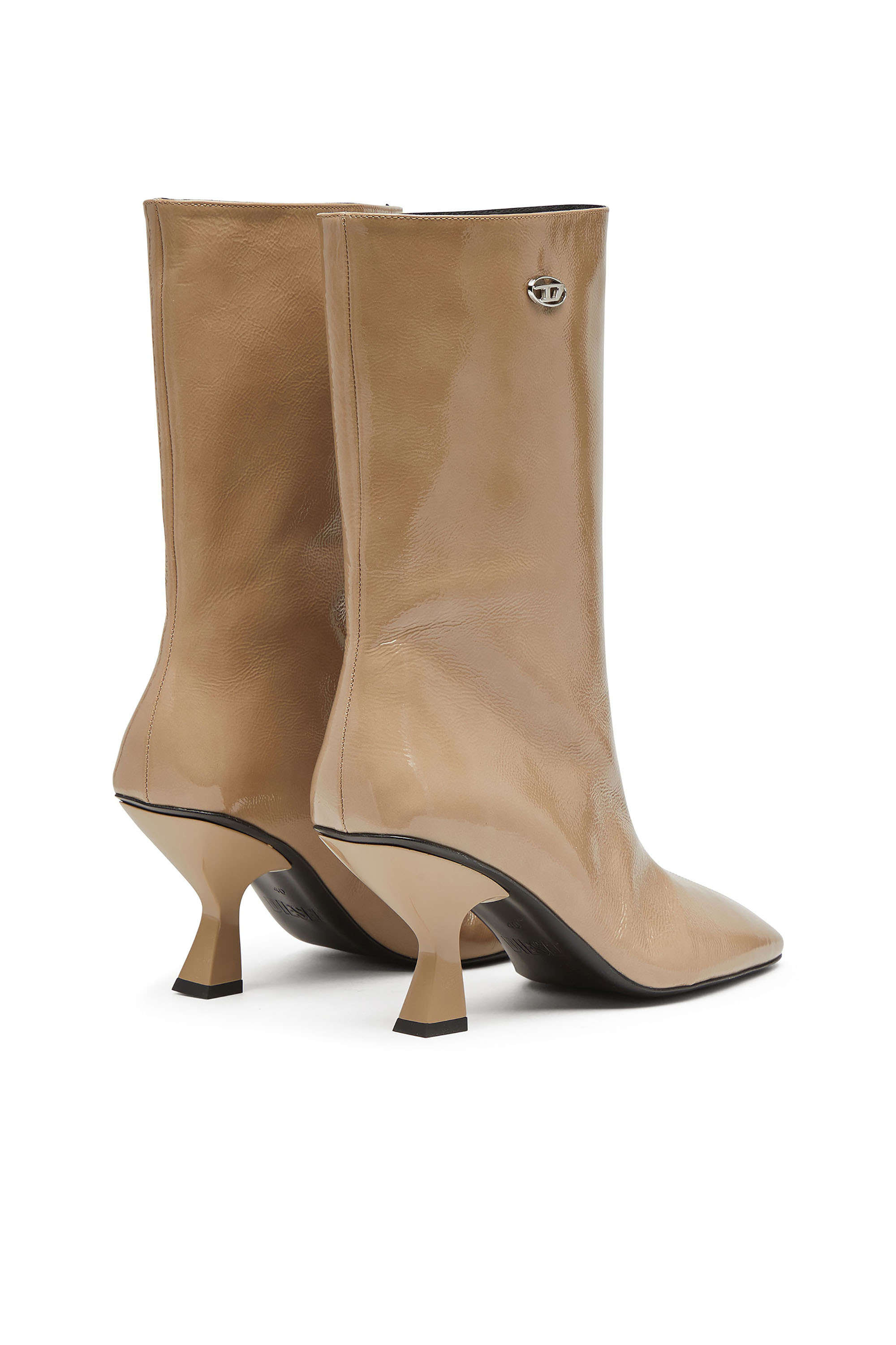Diesel - D-AMBER TUBE 75, Woman's D-Amber-Square-toe ankle boots with naplak effect in Beige - 3