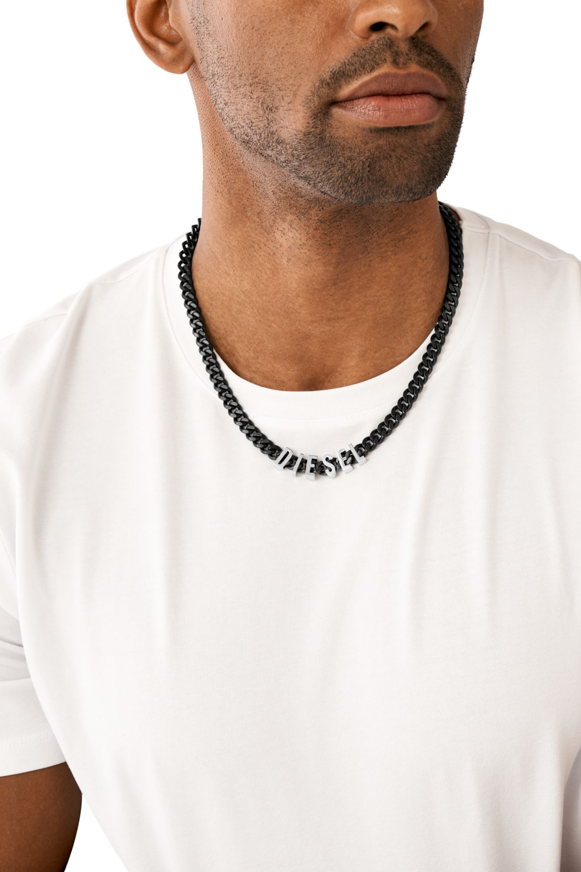 Diesel - DX1487, Man Two-Tone stainless steel chain necklace in Black - Image 3