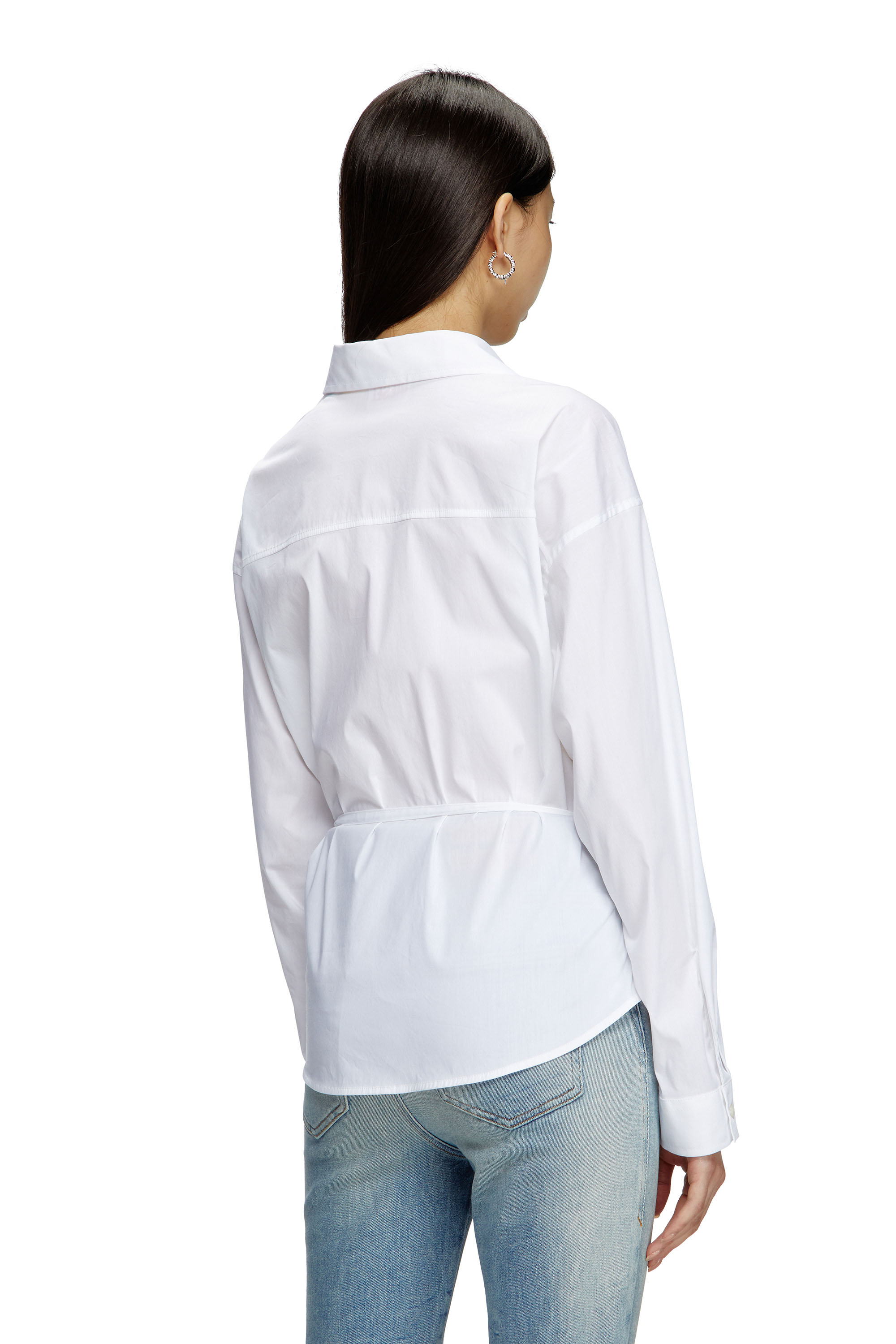 C-DELPHI, White Diesel - C-DELPHI, Woman's Wrap shirt with logo charm in White - 4