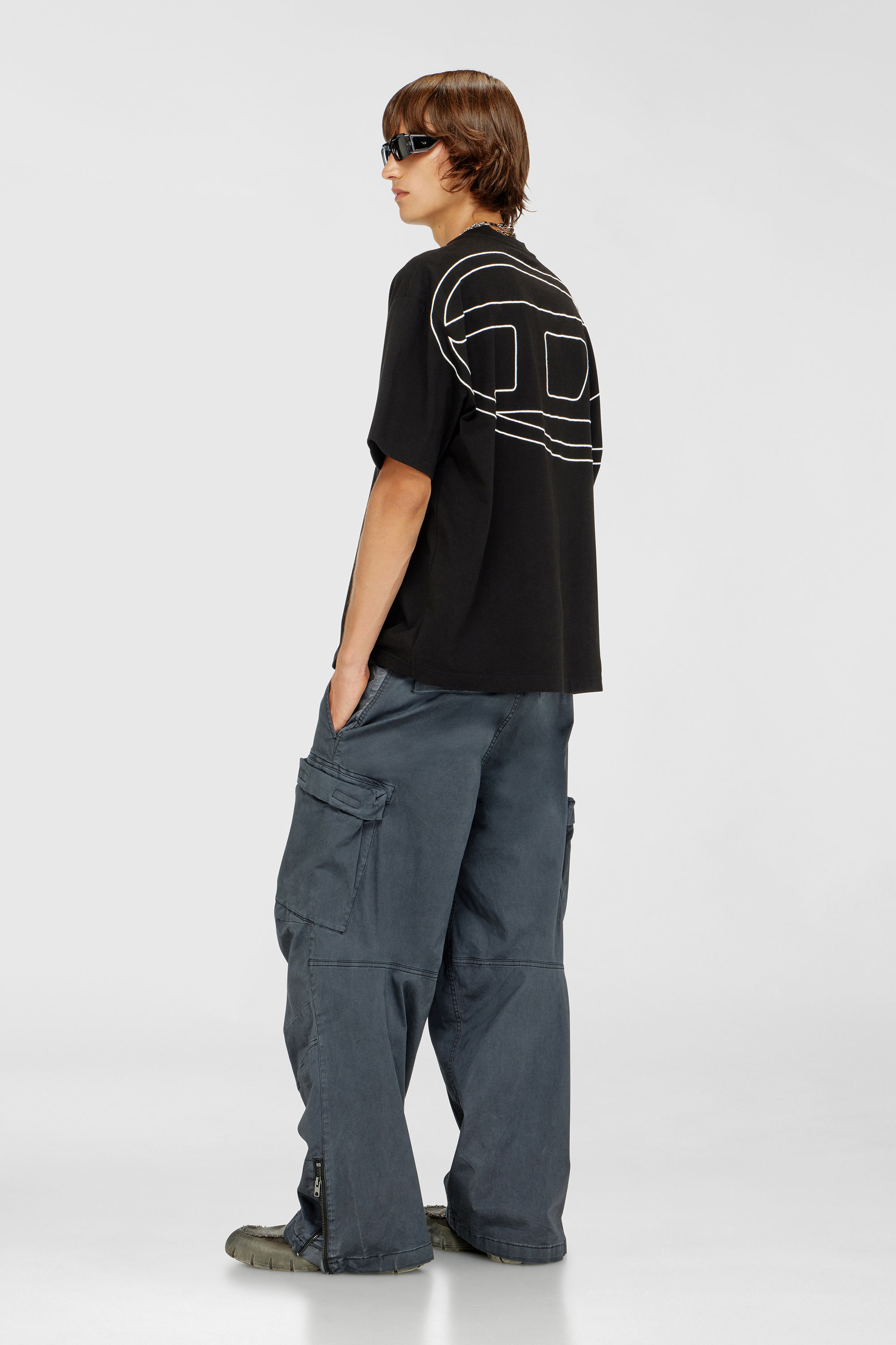 Diesel - T-BOGGY-MEGOVAL-D, Man's T-shirt with maxi oval D embroidery in Black - 1