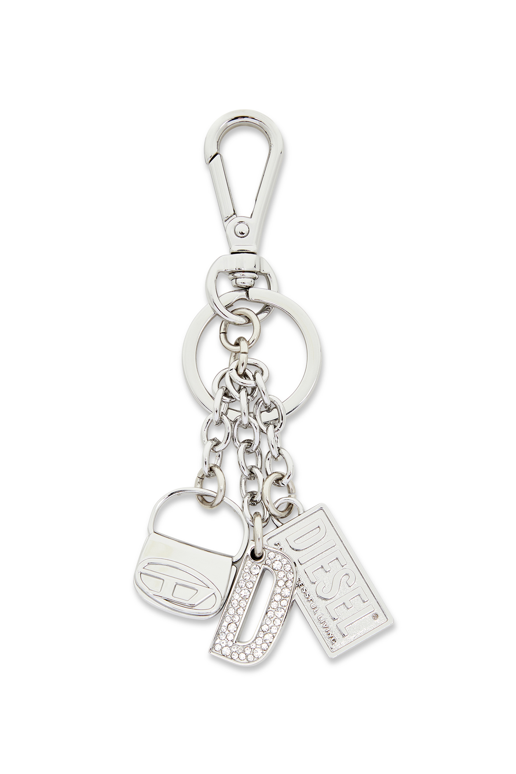 Diesel - 1DR KEY MULTICHARM, Woman's Metal keyring with logo charms in Silver - 1