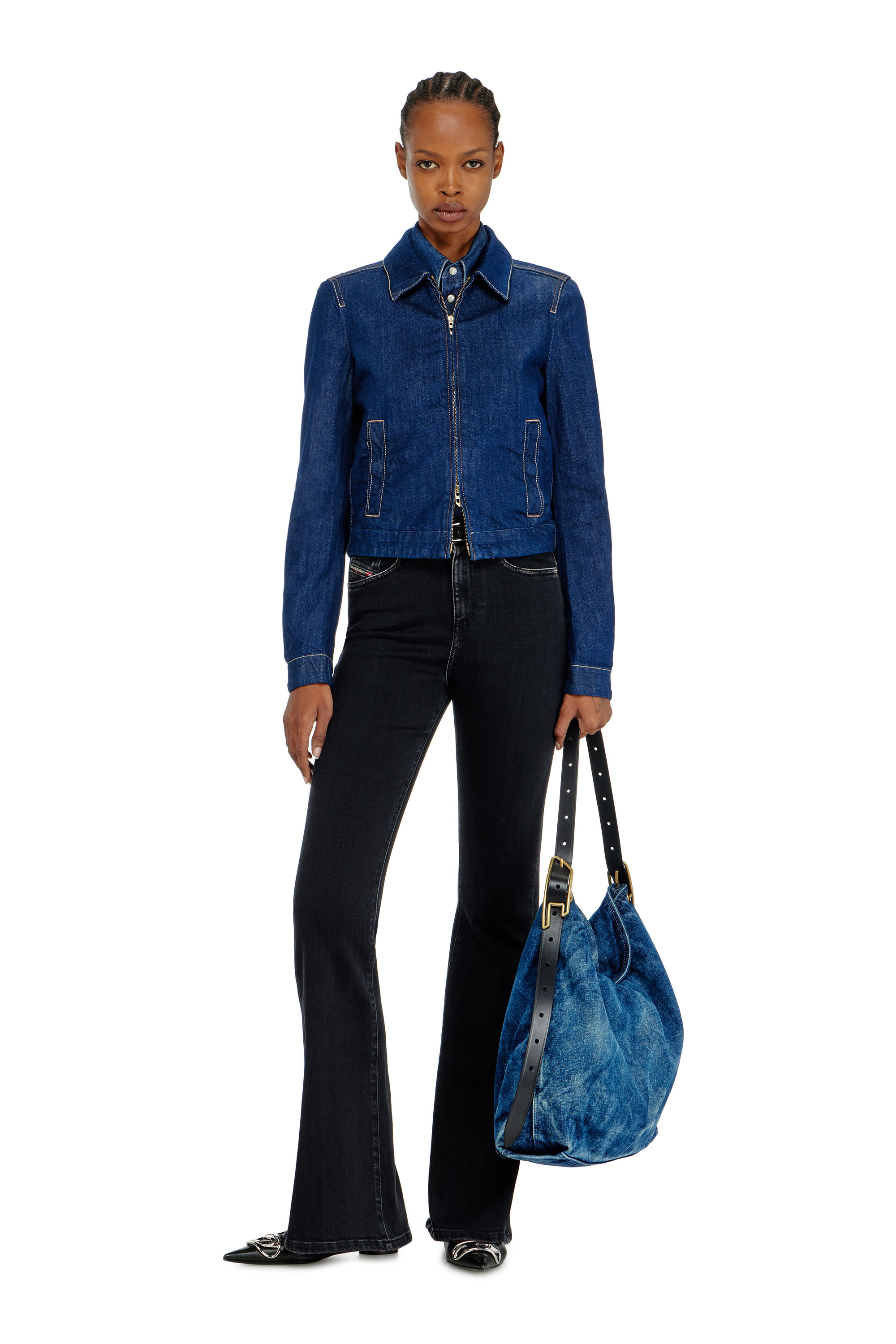 Diesel - DE-CORB, Woman's Coach jacket in rinse denim in Dark Blue - 1
