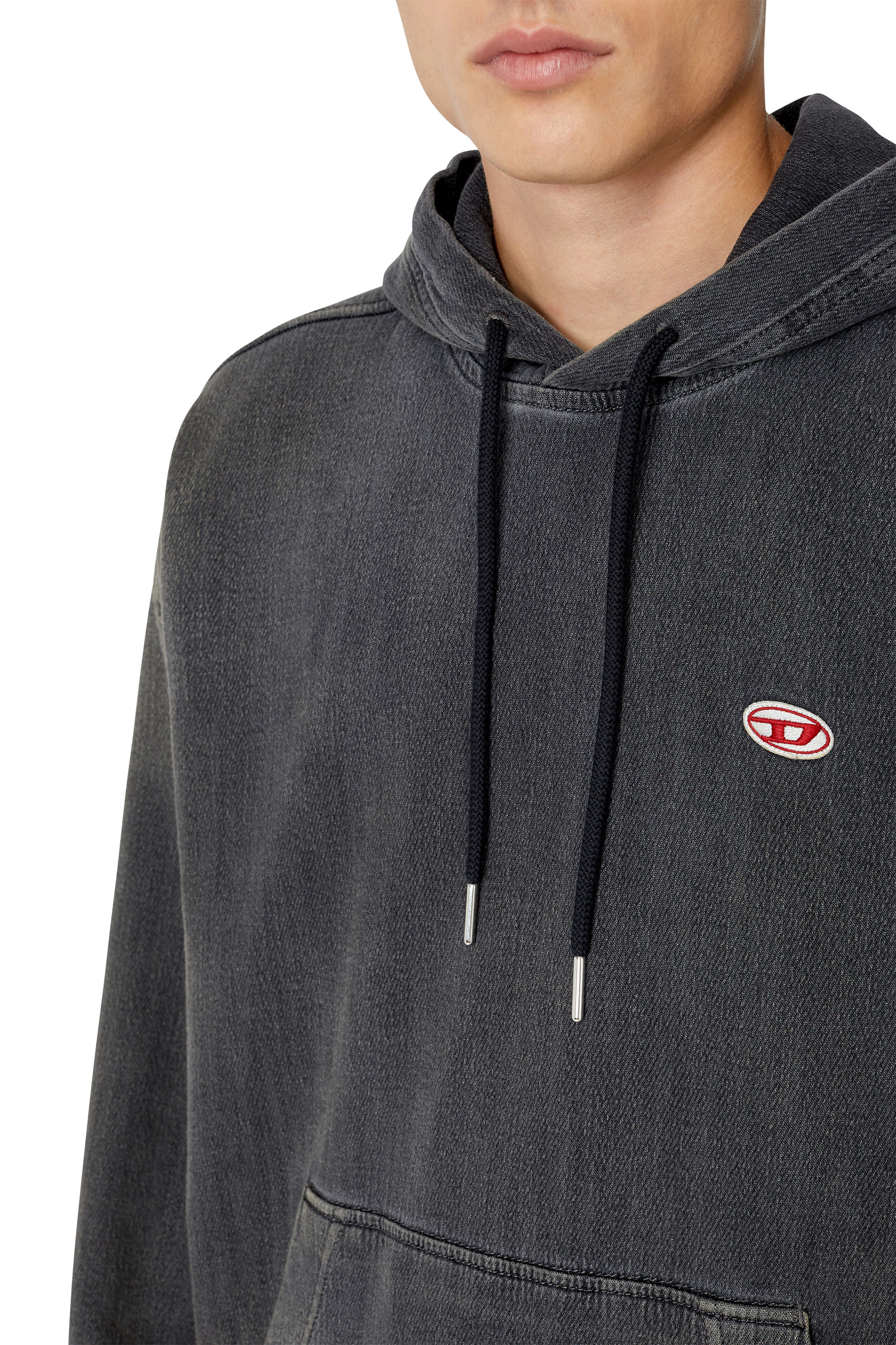 Diesel - D-UM-RIB TRACK DENIM HOODIE, Black/Dark grey - Image 5