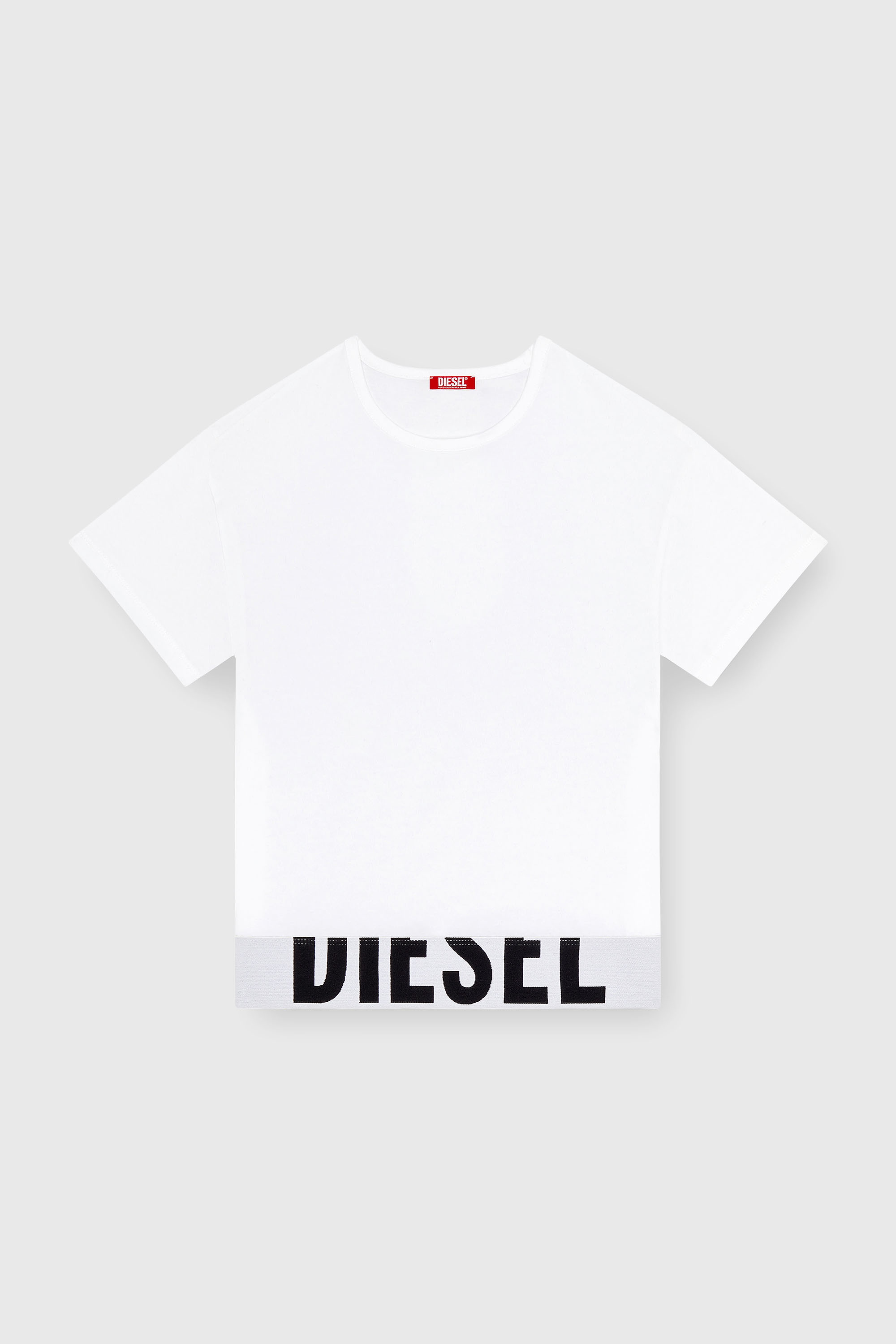 Diesel - UFTEE-SPORT-CROPPED-T-SHIRT, Woman's Sporty cropped top with logo band in White - 2