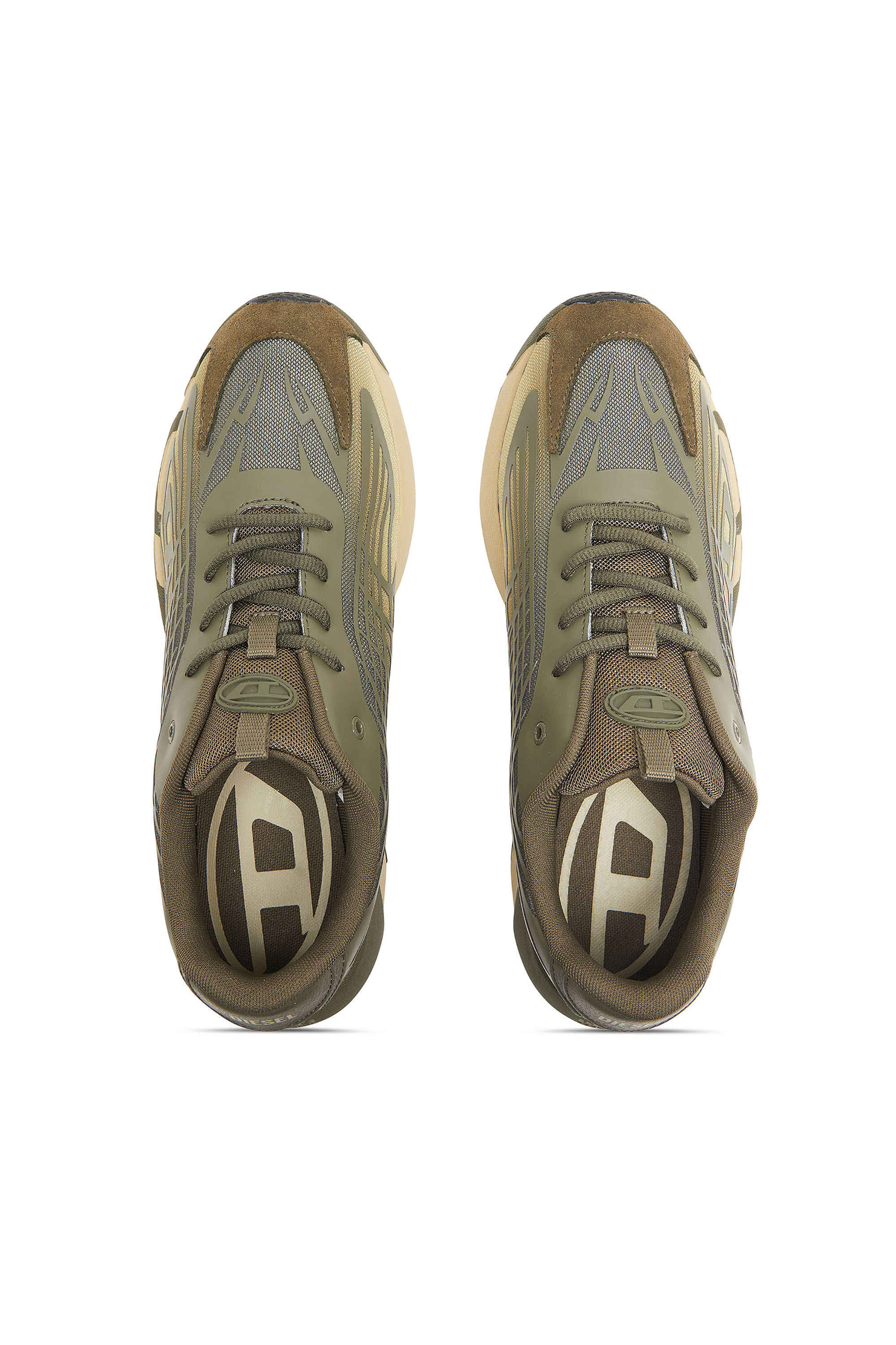 Diesel - S-D-VIT'S 500 LOW, Man's D-Vit-Sneakers in striped d&eacute;grad&eacute; mesh in Green/Brown - 4